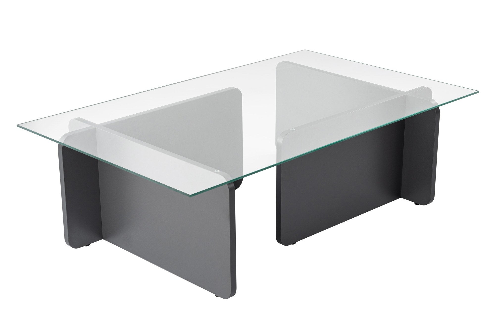Mesa de Centro Elegante, Antracite, 105 x 30 x 65 cm | Tampo 100% Vidro Temperado, Estrutura 100% Aglomerado Revestido com Melamina, Design Durável e Moderno