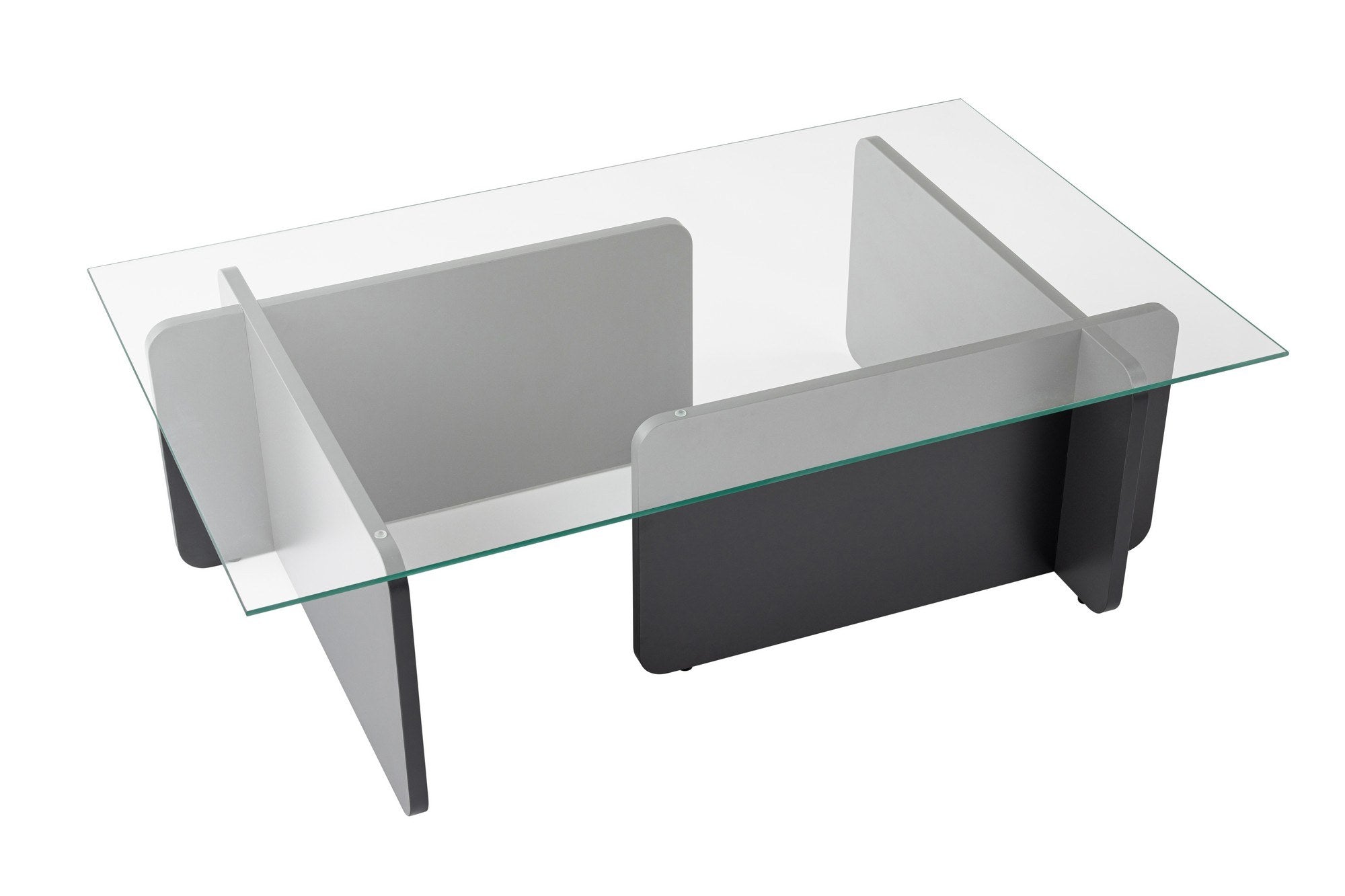 Mesa de Centro Elegante, Antracite, 105 x 30 x 65 cm | Tampo 100% Vidro Temperado, Estrutura 100% Aglomerado Revestido com Melamina, Design Durável e Moderno