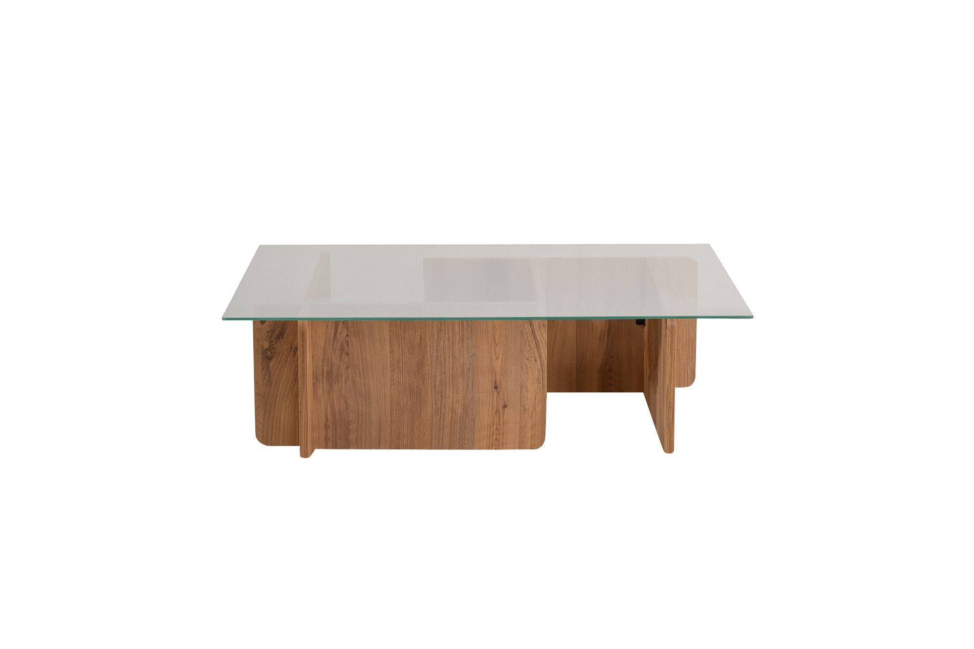 Mesa de Centro Elegante, Pinho Atlântico, 105 x 30 x 65 cm | Tampo 100% Vidro Temperado, Estrutura com Revestimento em Melamina de 18 mm de Espessura | Perfeita para Espaços Modernos