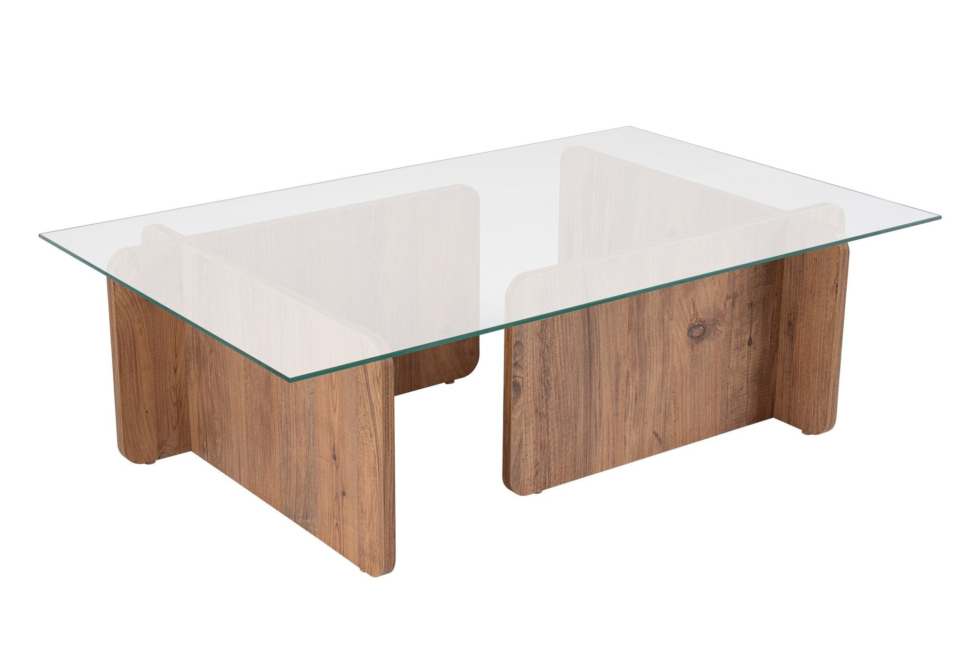 Mesa de Centro Elegante, Pinho Atlântico, 105 x 30 x 65 cm | Tampo 100% Vidro Temperado, Estrutura com Revestimento em Melamina de 18 mm de Espessura | Perfeita para Espaços Modernos