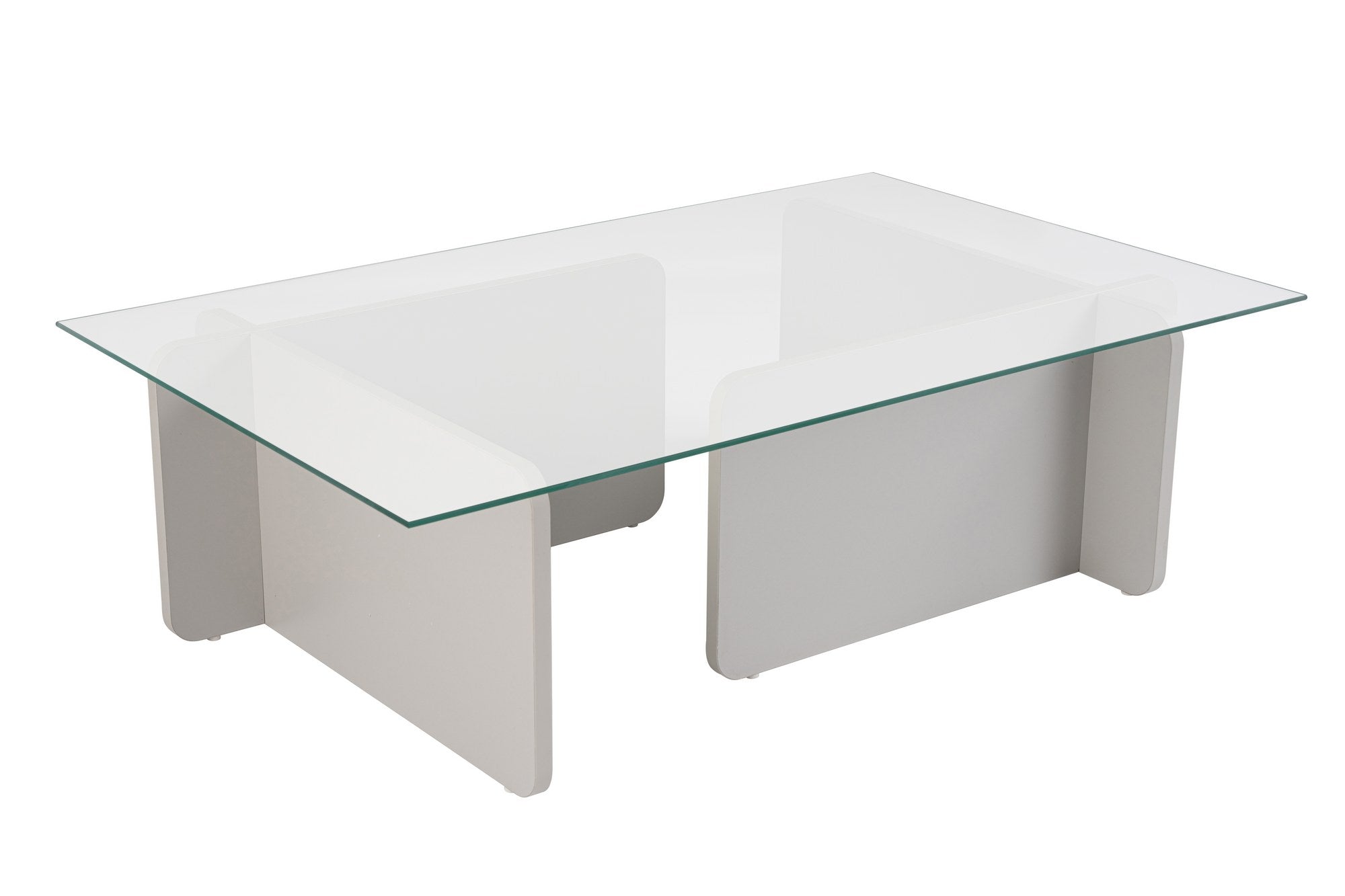 Mesa de Centro Cinza Elegante, 105 x 30 x 65 cm | Tampo 100% Vidro Temperado, Estrutura 100% Aglomerado Revestido em Melamina, 18 mm de Espessura | Design Moderno para Sala de Estar
