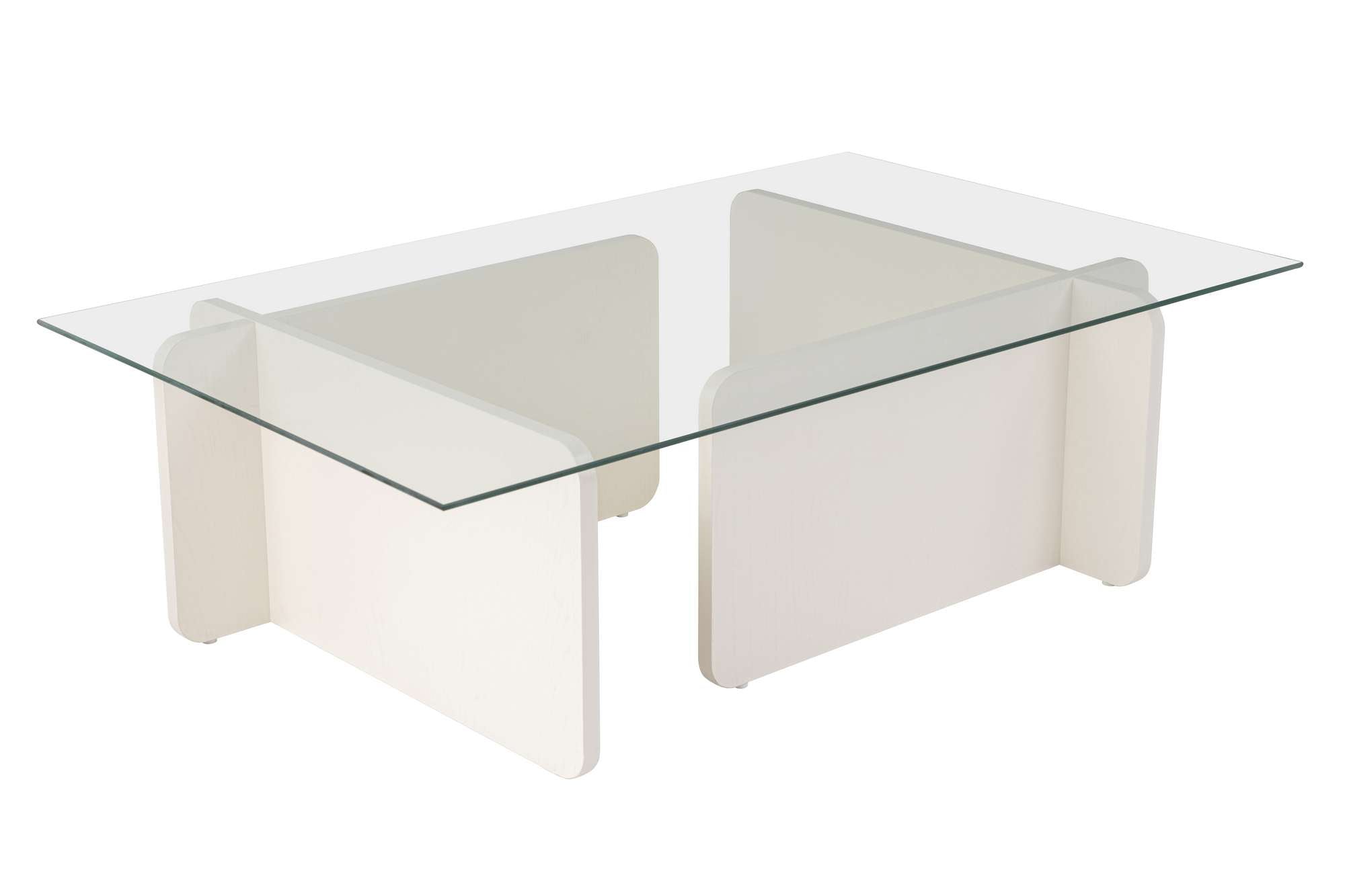Mesa de Centro Elegante, 105 cm x 30 cm x 65 cm | Tampo 100% Vidro Temperado, Estrutura 100% Aglomerado Revestido com Melamina | Acabamento Branco Elegante para Espaços Modernos