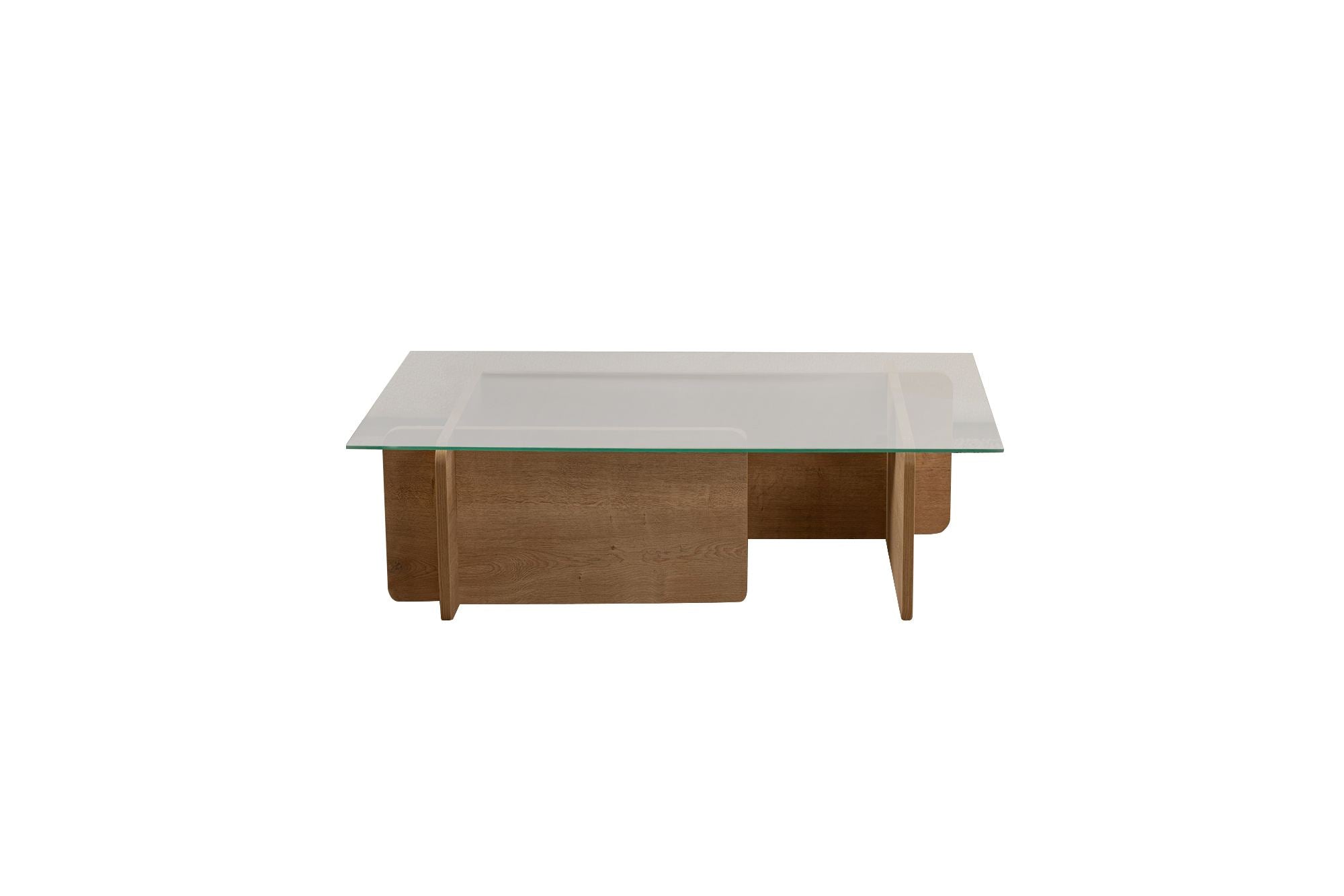 Mesa de Centro Elegante, Acabamento em Carvalho, 105 x 30 x 65 cm | Tampo 100% em Vidro Temperado, Estrutura com Revestimento em Melamina de 18 mm de Espessura | Perfeita para Espaços Modernos