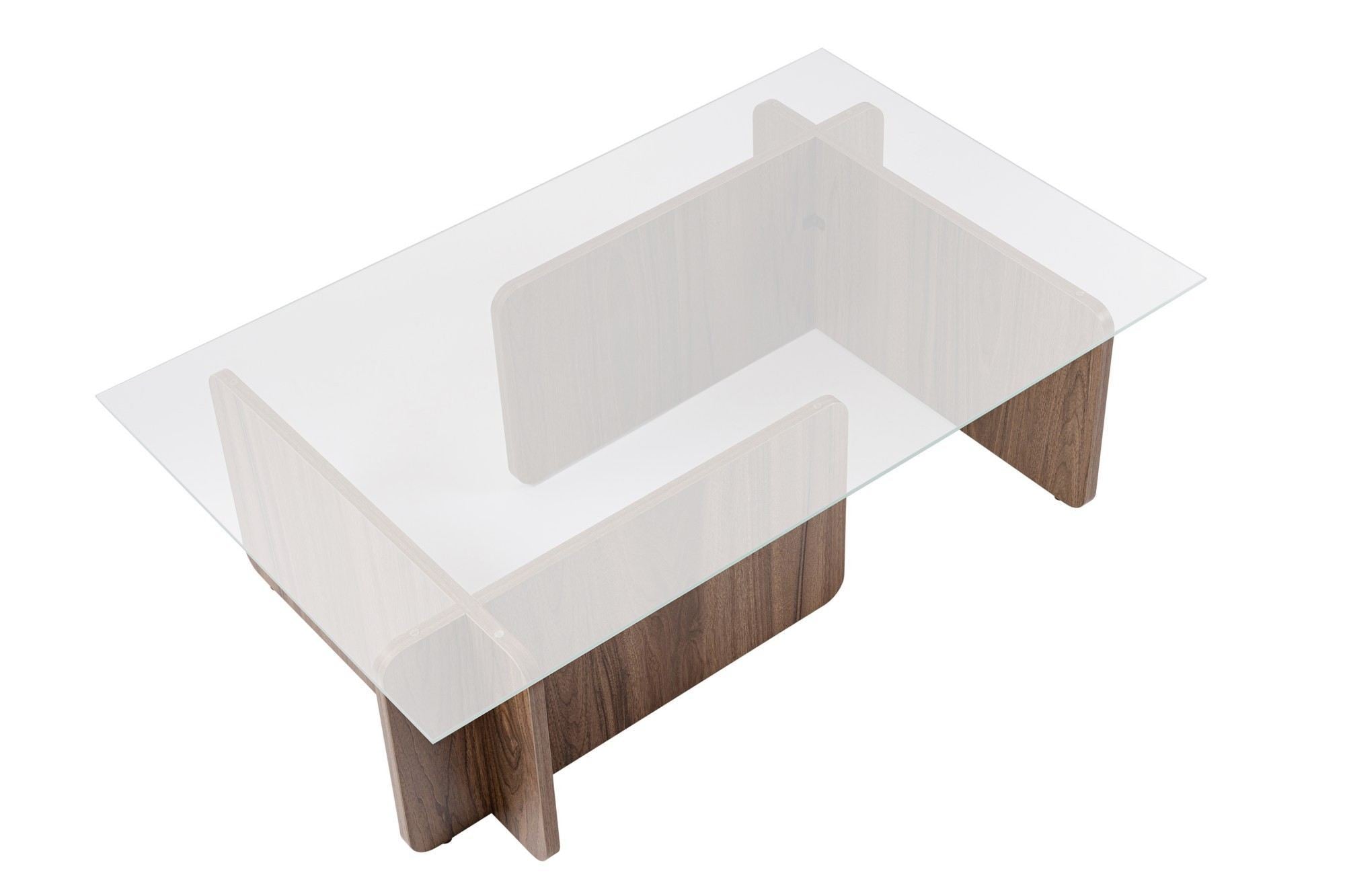 Mesa de Centro Elegante, Acabamento em Nogueira, 105 x 30 x 65 cm | Tampo 100% Vidro Temperado, Estrutura com Revestimento em Melamina de 18 mm de Espessura | Perfeita para Salas de Estar Modernas