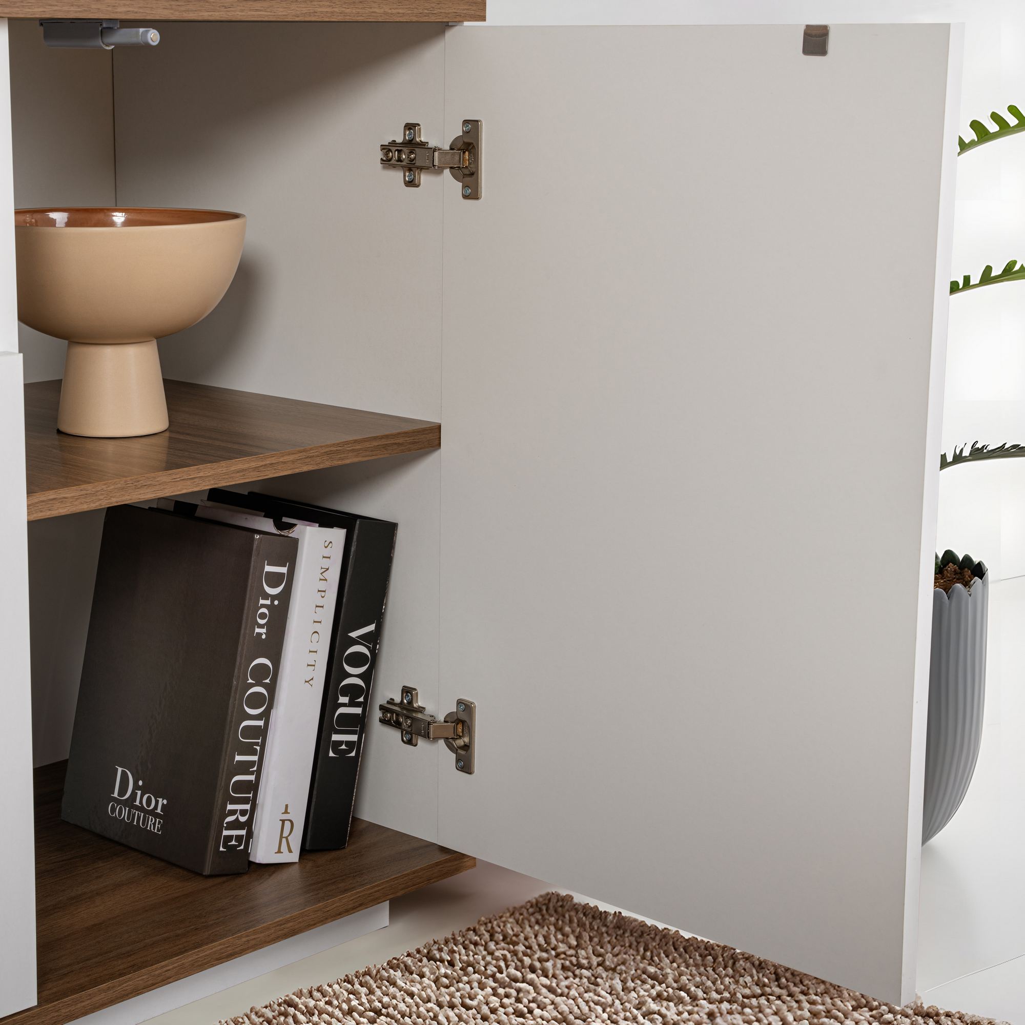 Aparador Arista Branco e Nogueira - Design Moderno Premium 192cm