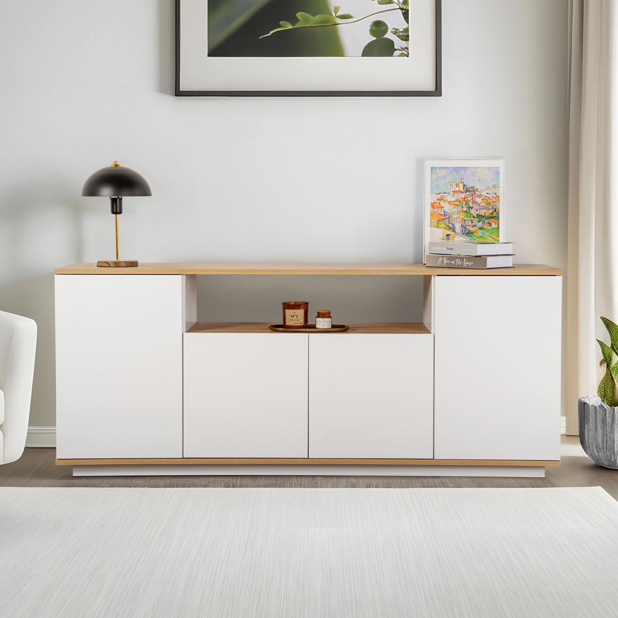 Aparador Arista Branco e Carvalho Cadiz - Design Moderno Premium