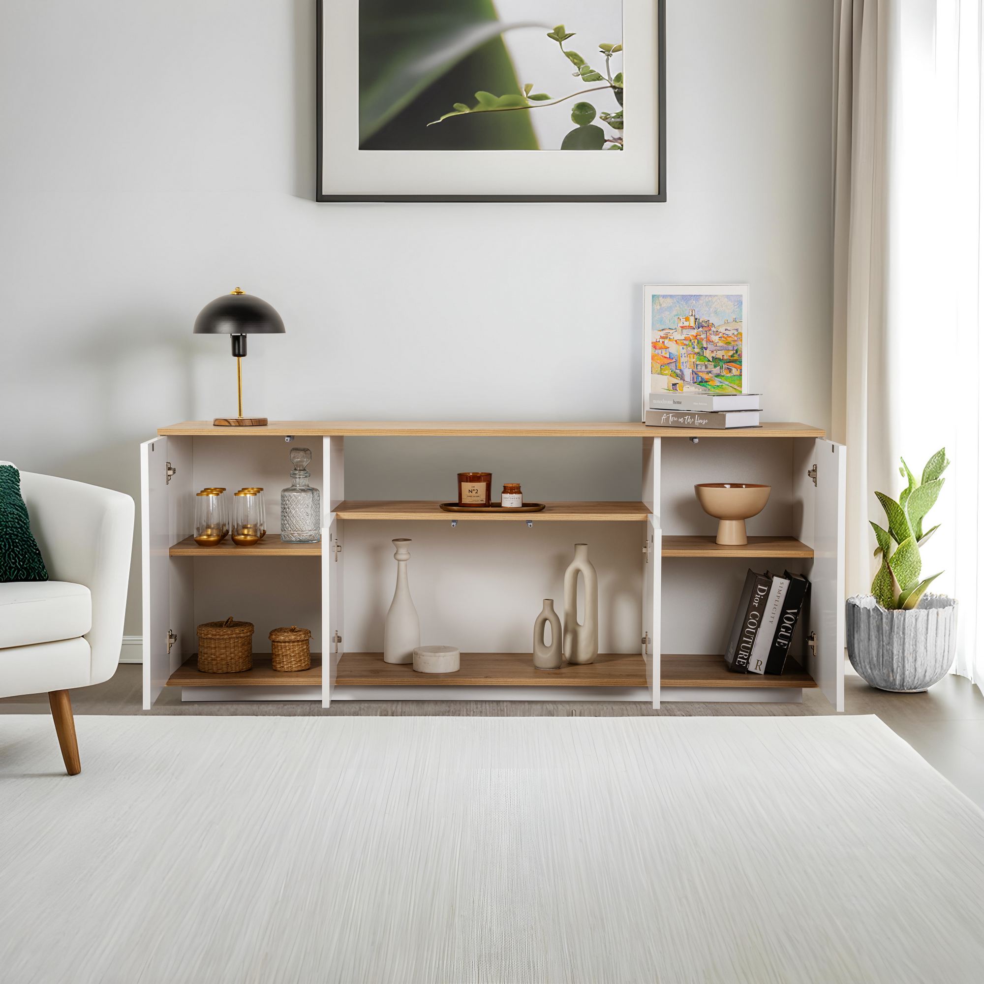 Aparador Arista Branco e Carvalho Cadiz - Design Moderno Premium