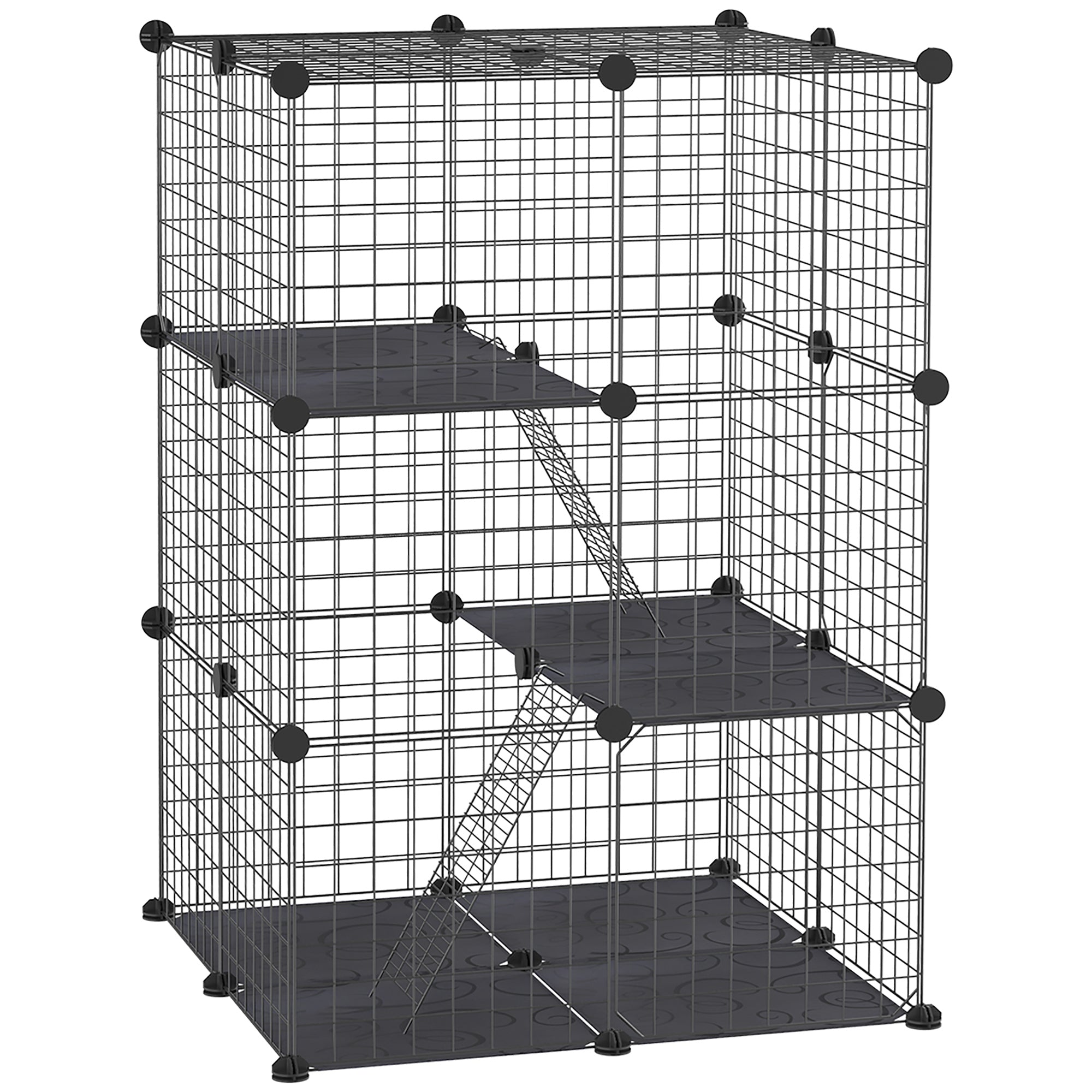 Recinto para Animais de Estimação 70x70x105 cm - Cor Preto