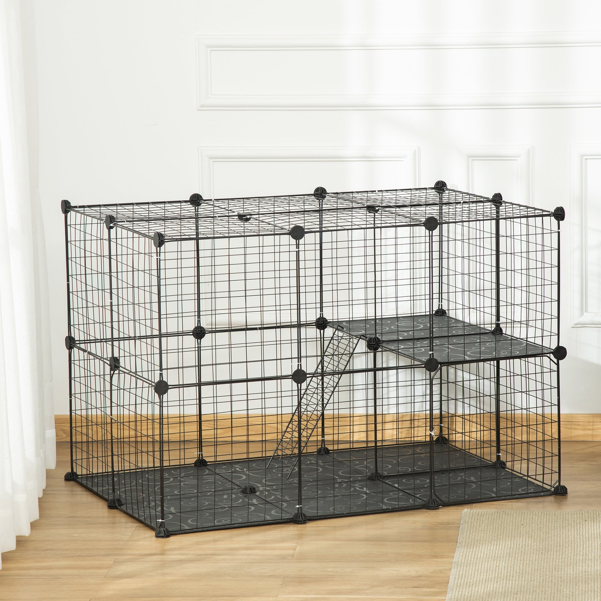 Recinto para Animais de Estimação 70x70x105 cm - Cor Preto