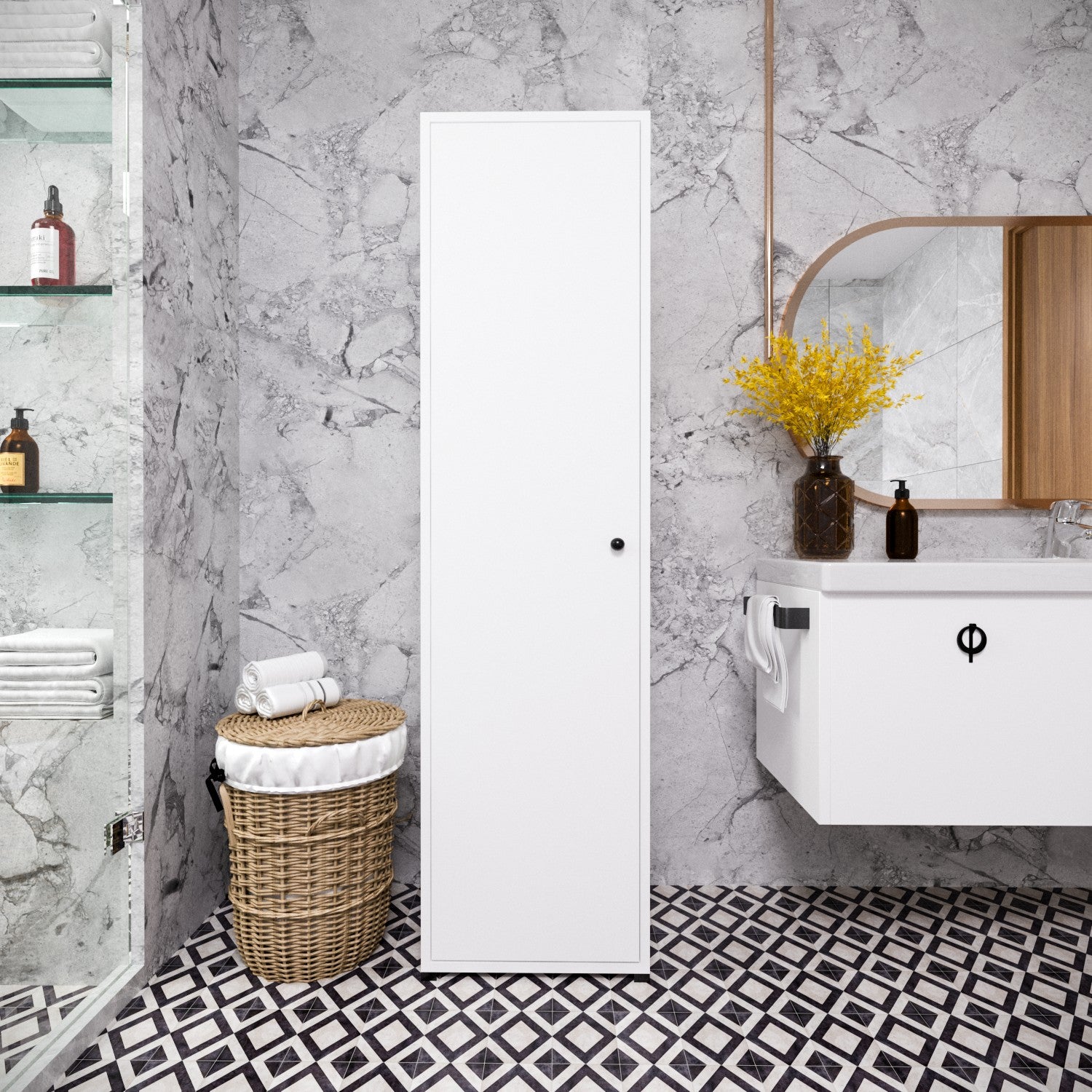 Armário multifunções – 40 cm x 174 cm x 40 cm – Branco – Aglomerado revestido a melamina