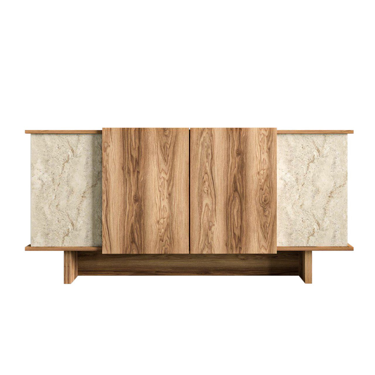 Aparador – 180 cm x 81 cm x 40 cm – Travertino e nogueira – Aglomerado