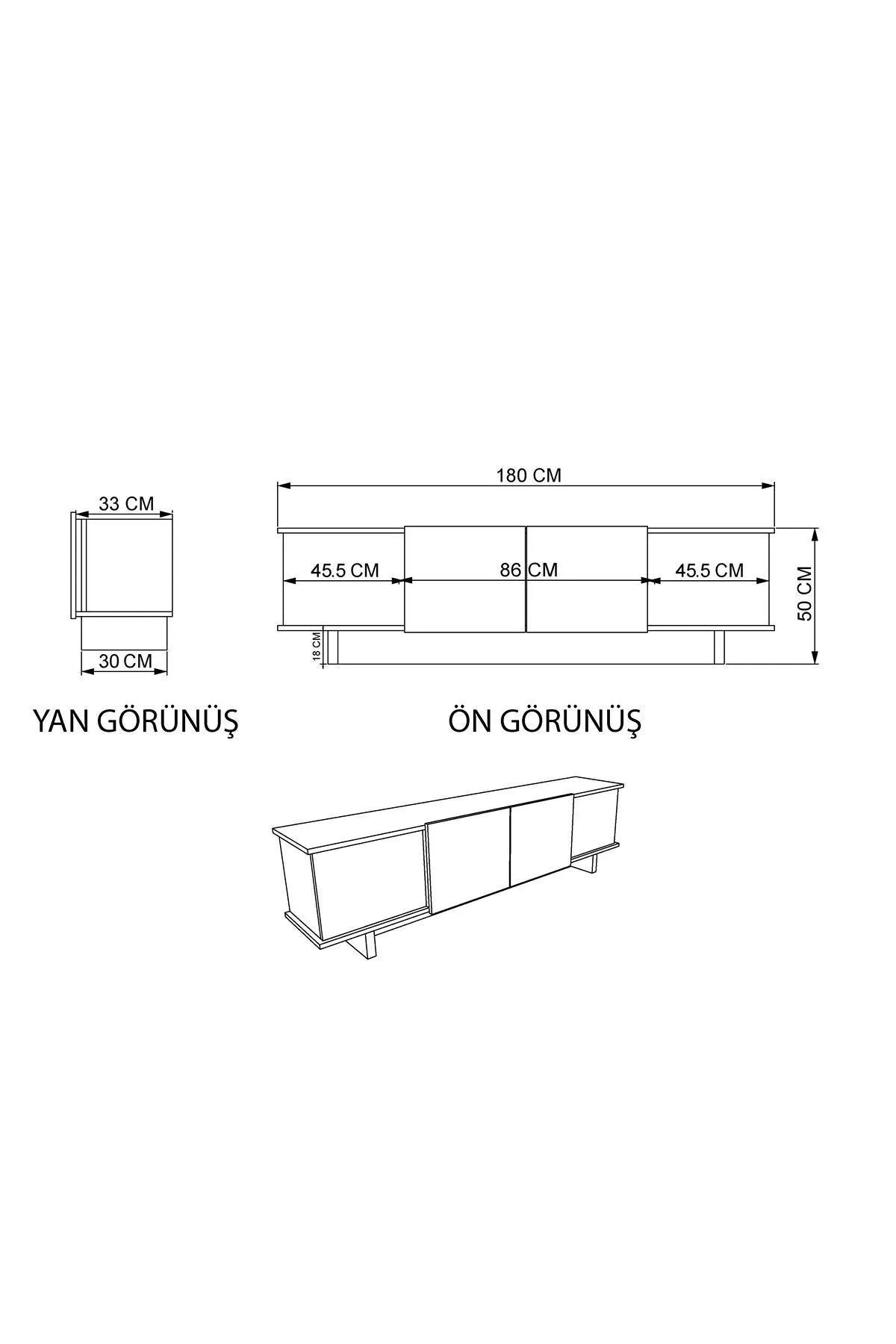 Móvel de TV – 180 cm x 50 cm x 33 cm – Antracite e Nogueira – Chipboard