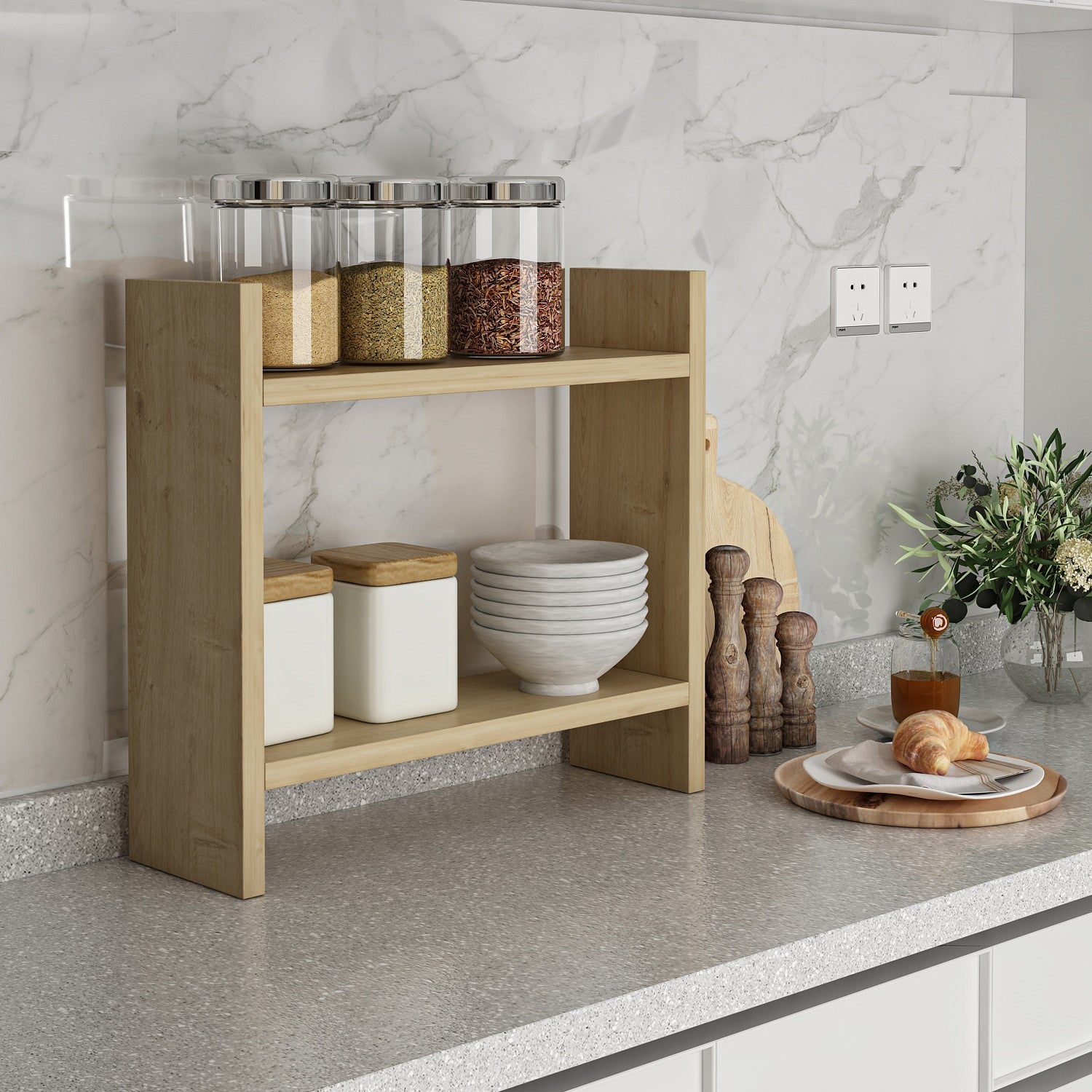 Prateleira de cozinha – 34 x 10 x 30 cm – Safira – Painel de partículas revestido a melamina