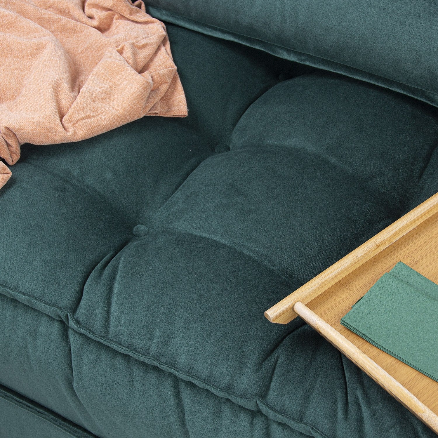 Sofá-Cama Mocca Petrol Green - Veludo Premium 2 Lugares