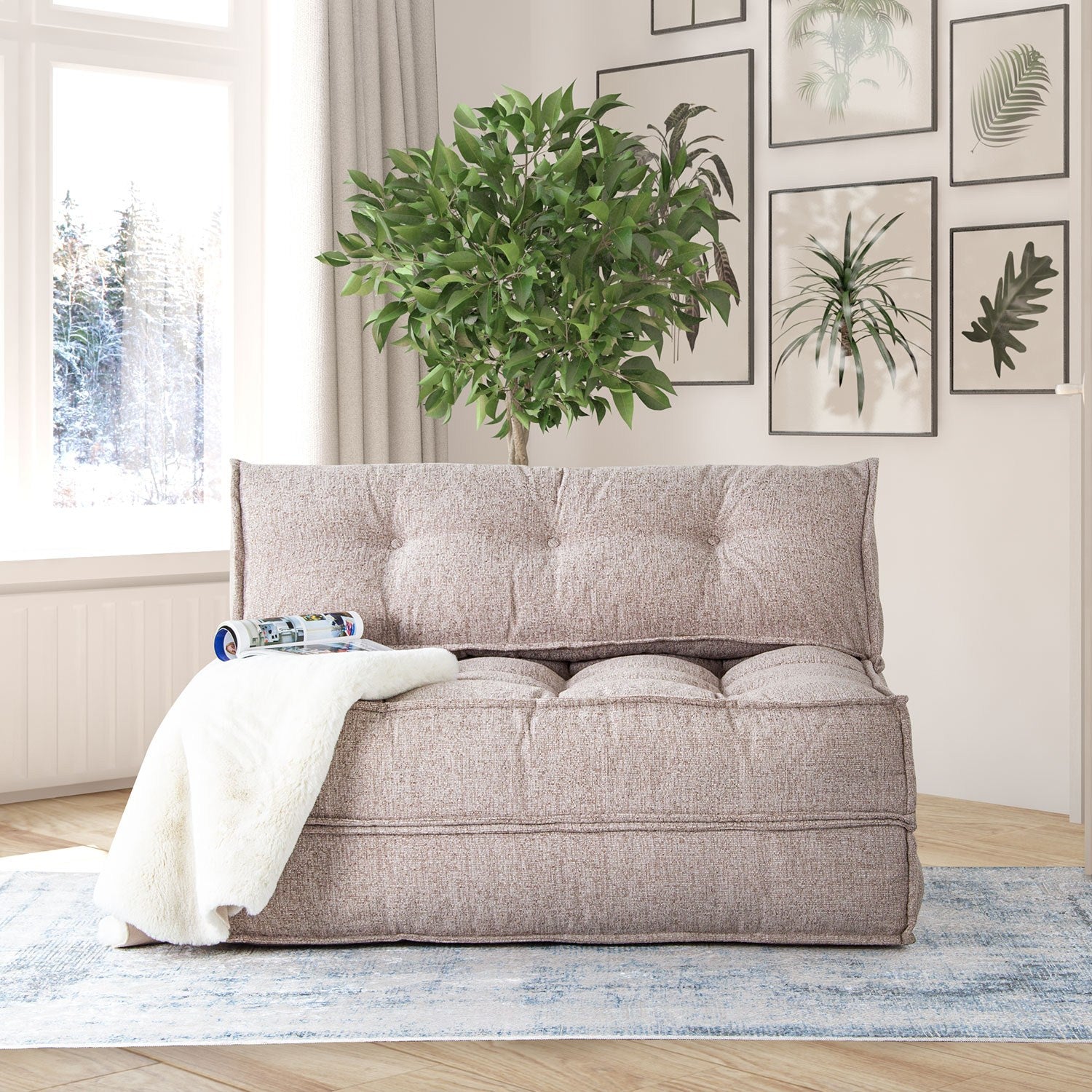 Sofá-Cama Mocca Light Brown - 2 Lugares em Boucle Premium