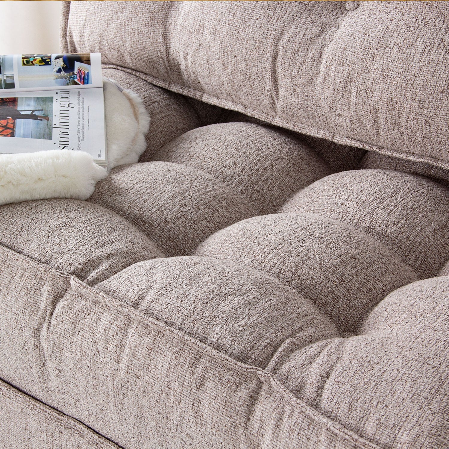 Sofá-Cama Mocca Light Brown - 2 Lugares em Boucle Premium