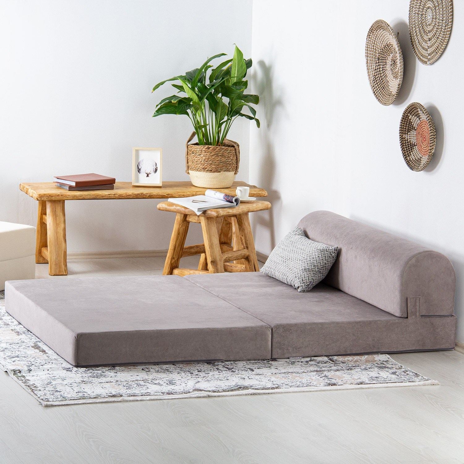 Sofá-Cama Magic Light Grey - Veludo Premium 2 Lugares