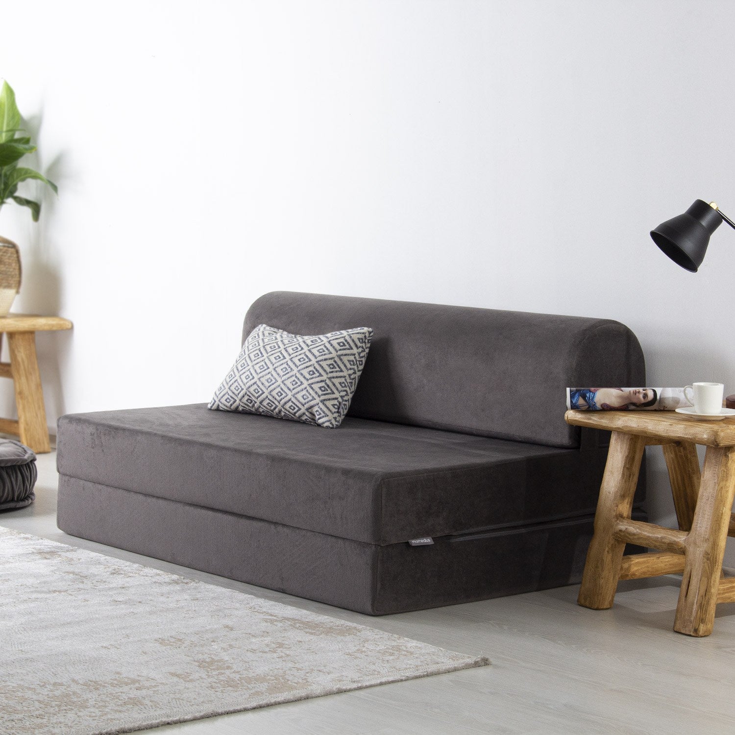 Sofá-Cama Magic Anthracite - Veludo Luxo 2 Lugares