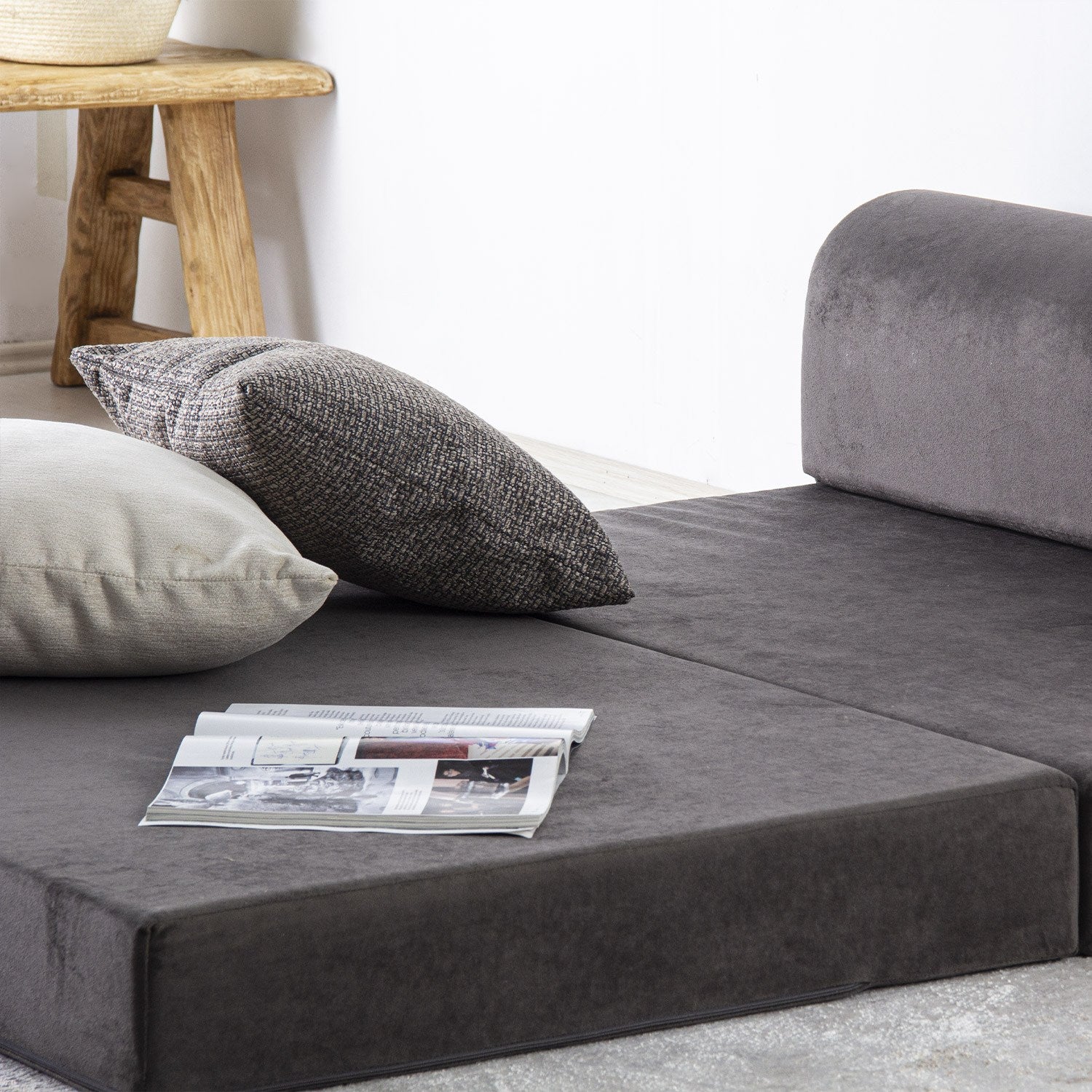 Sofá-Cama Magic Anthracite - Veludo Luxo 2 Lugares