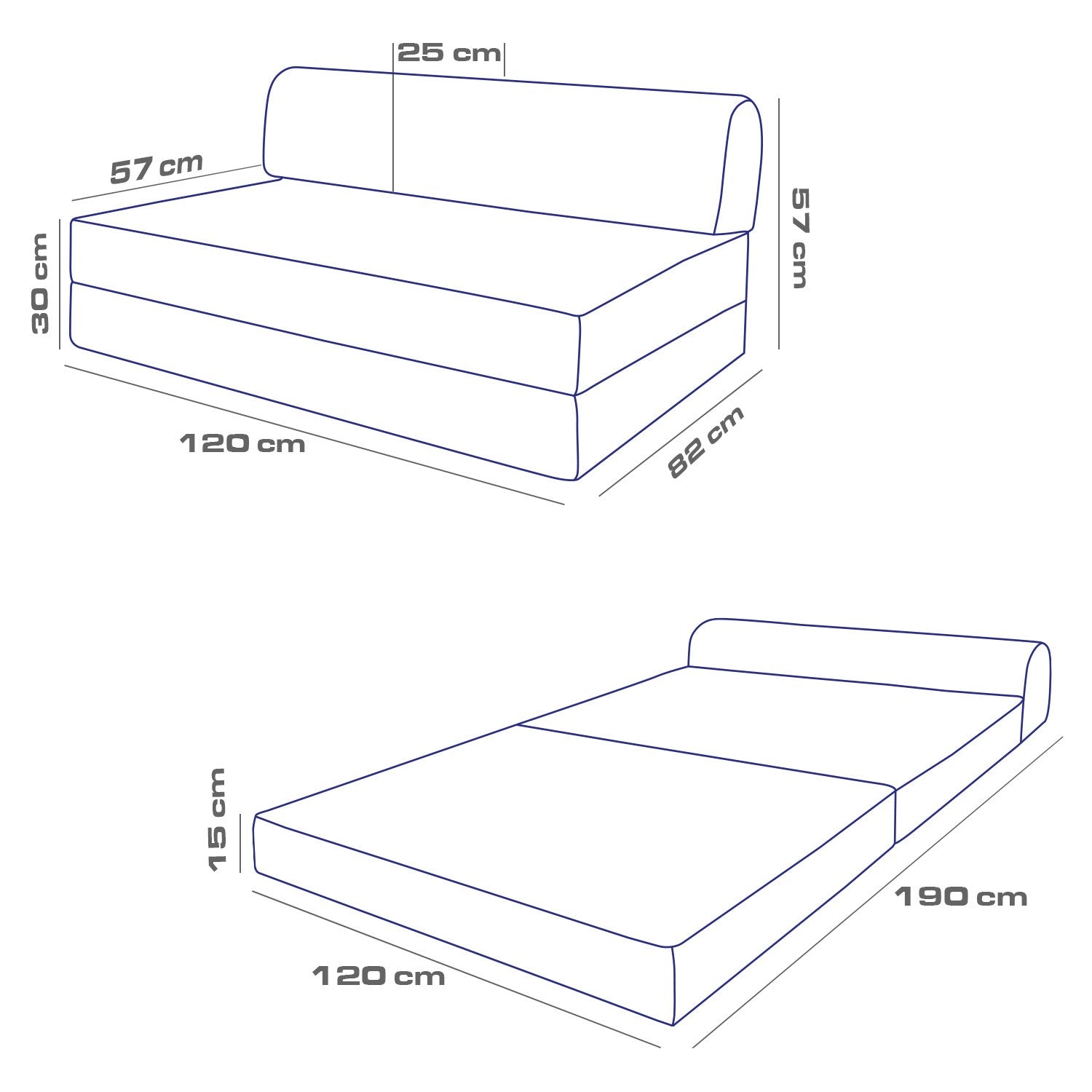 Sofá-Cama Magic Anthracite - Veludo Luxo 2 Lugares