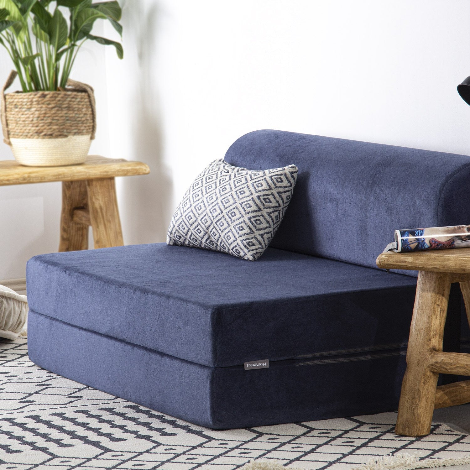 Sofá-Cama Magic Blue 2 Lugares - Veludo Premium Azul