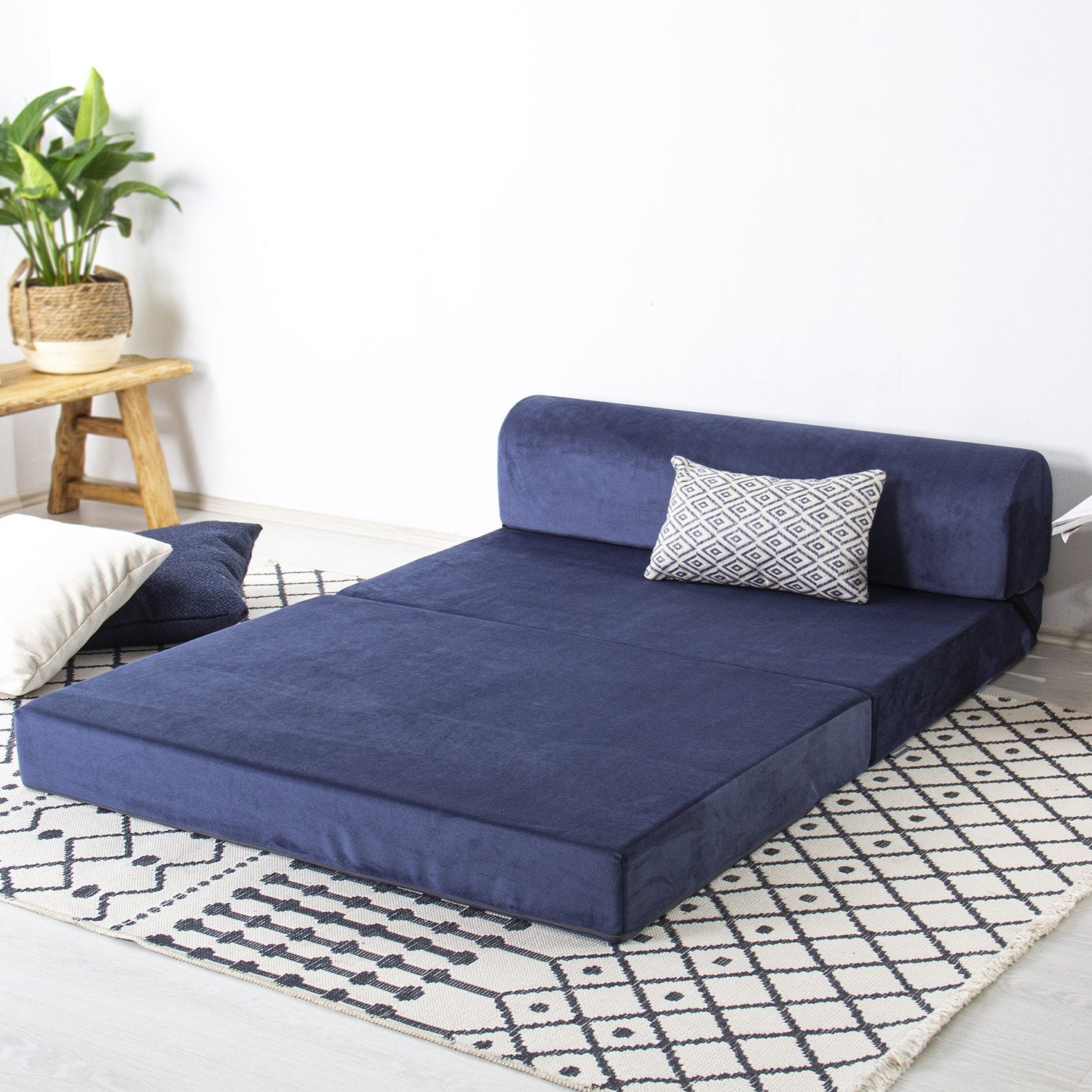 Sofá-Cama Magic Blue 2 Lugares - Veludo Premium Azul