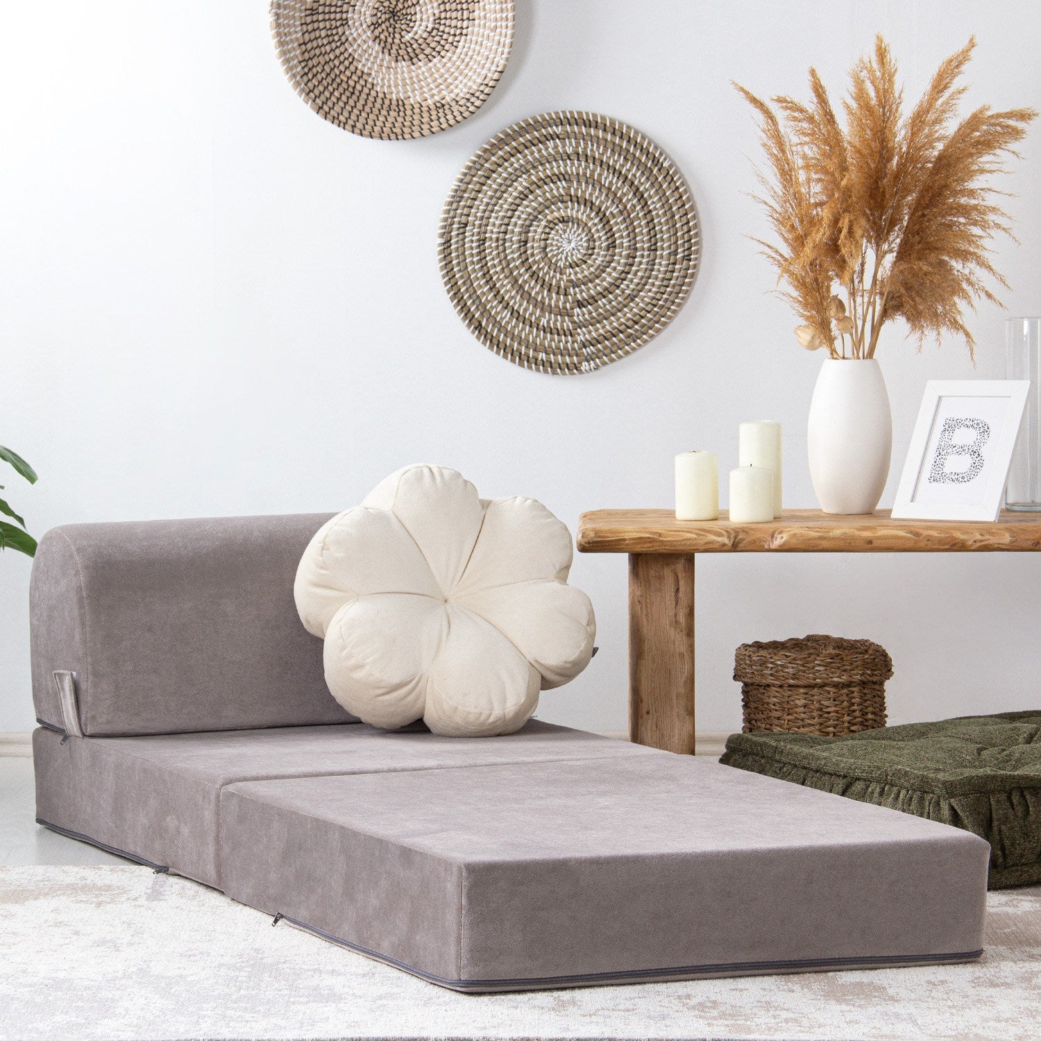 Sofá-Cama Magic Light Grey - Veludo Premium 1 Lugar