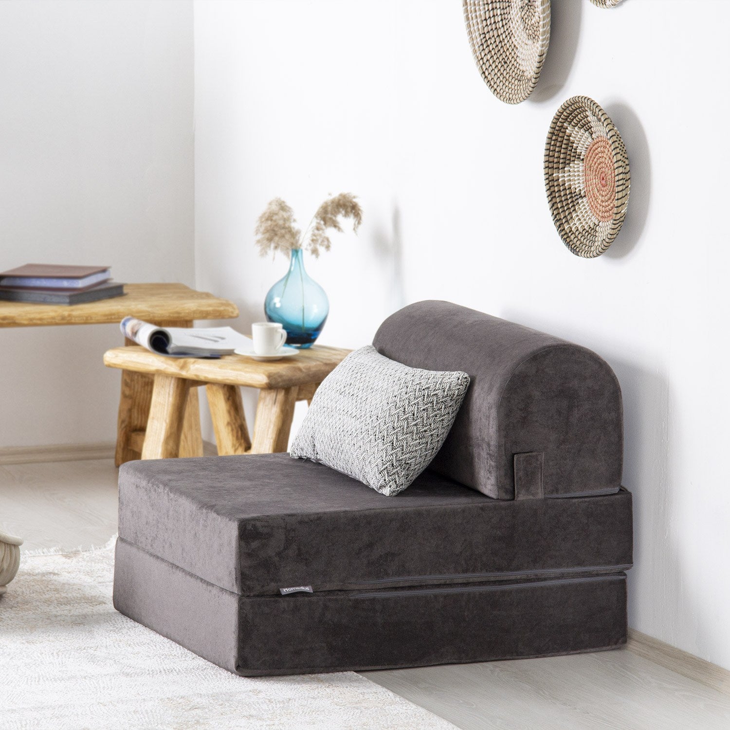 Sofá-Cama Magic Anthracite - Veludo Premium 1 Lugar