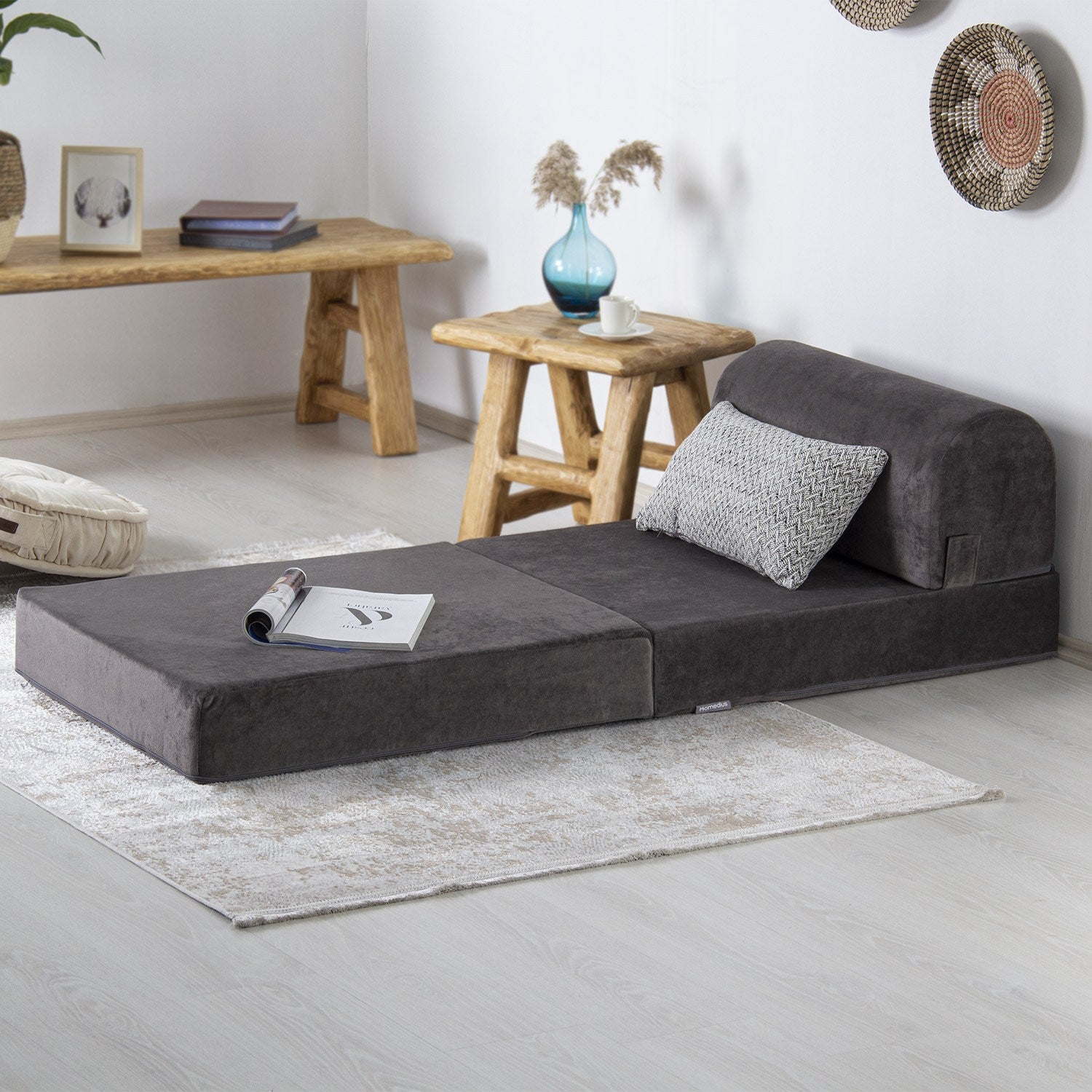 Sofá-Cama Magic Anthracite - Veludo Premium 1 Lugar