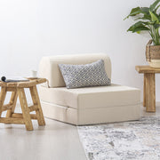 Sofá-Cama Magic Individual Beige - Veludo Premium Transformável