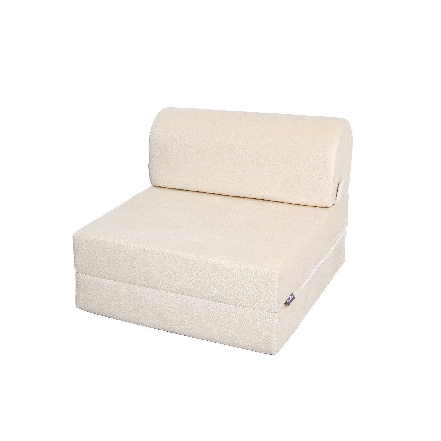 Sofá-Cama Magic Individual Beige - Veludo Premium Transformável
