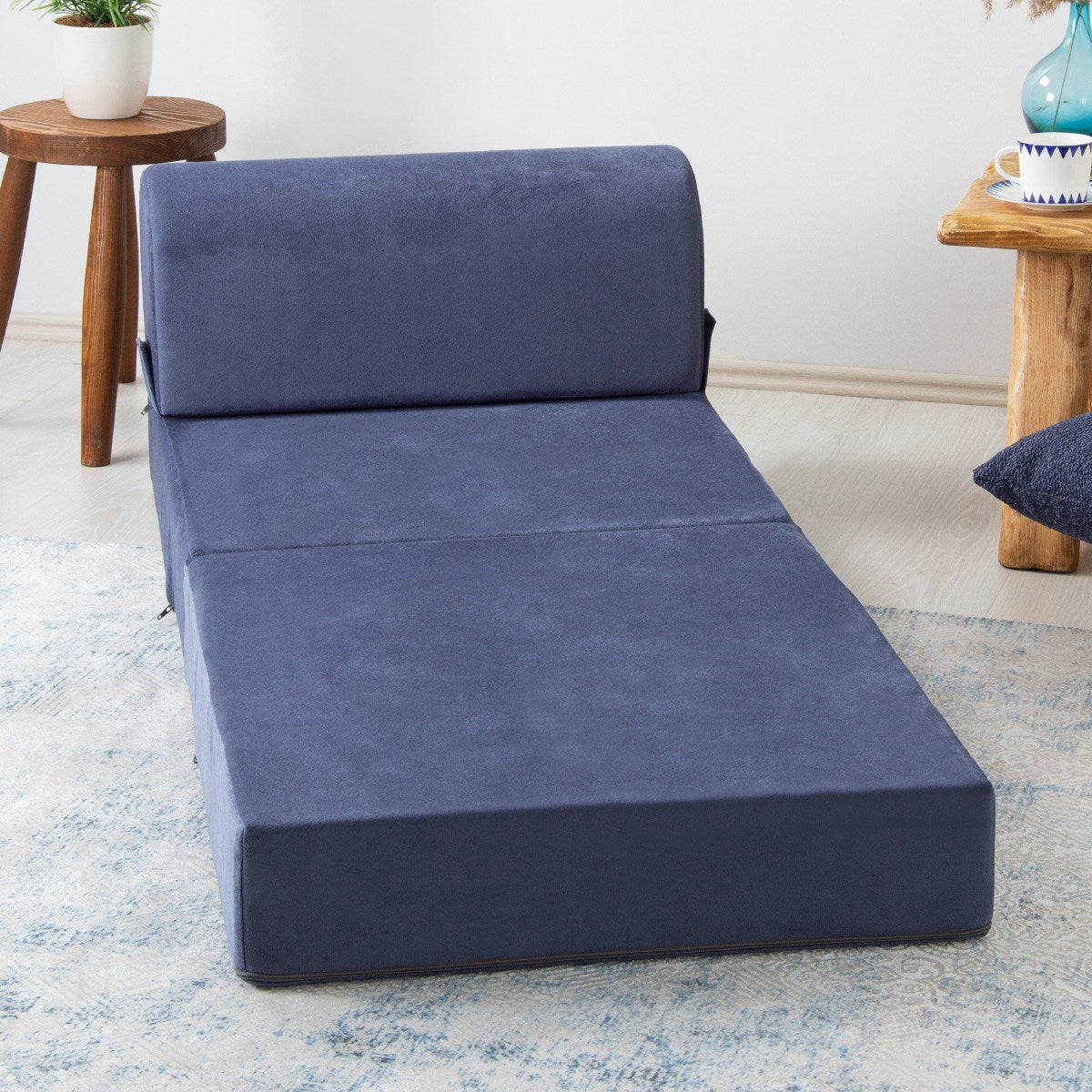 Sofá-Cama Magic Blue - Veludo Premium Individual