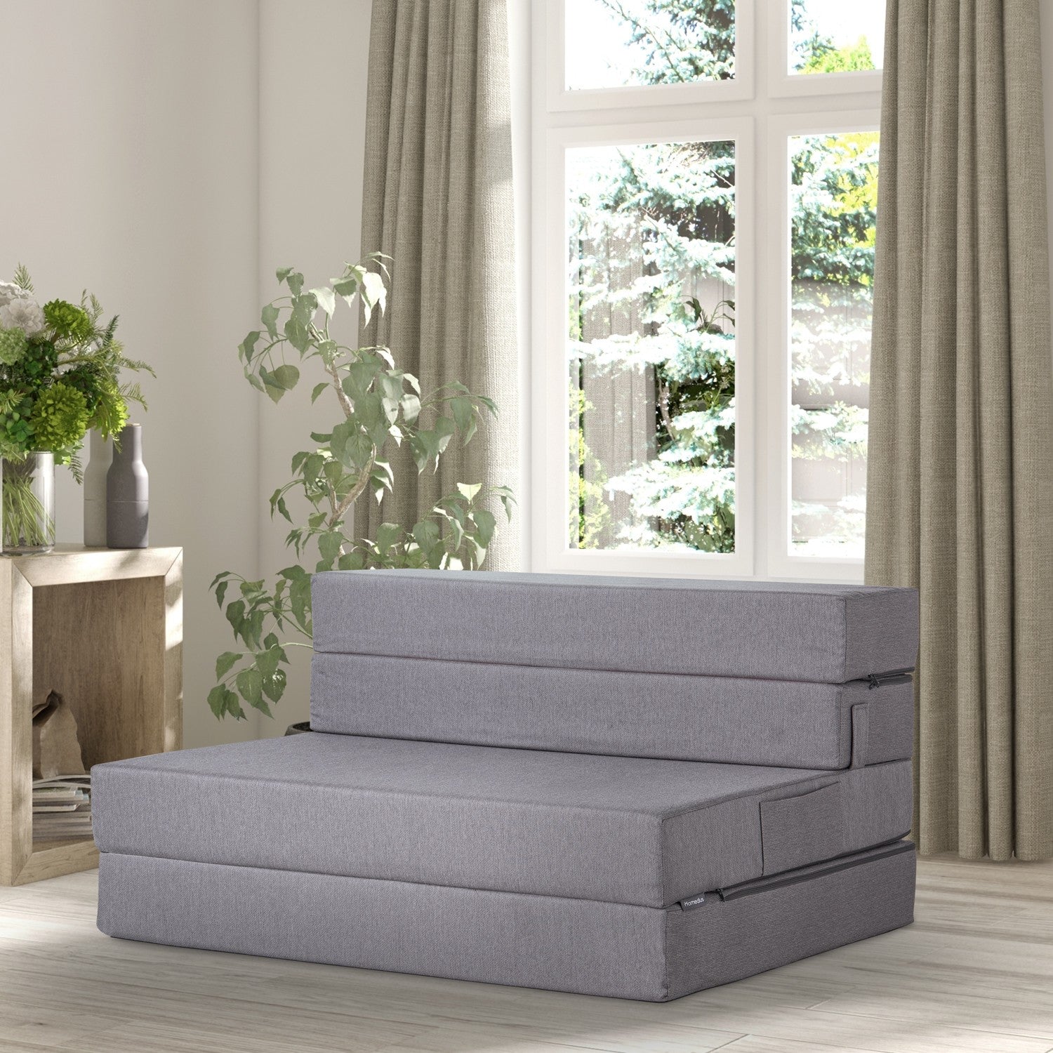 Sofá-Cama Valeria Grey - 2 Lugares com Espuma Elástica