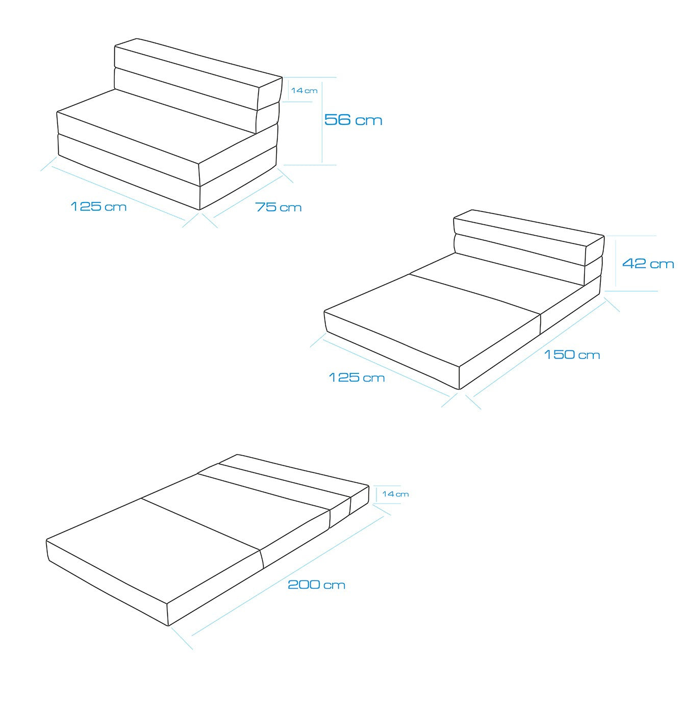 Sofá-Cama Valeria Grey - 2 Lugares com Espuma Elástica