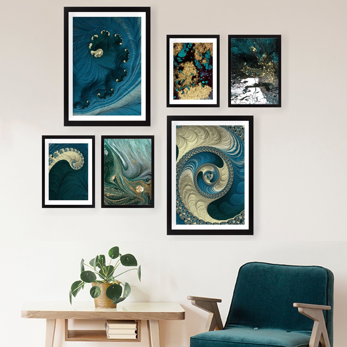 Pinturas Decorativas Elegantes em MDF (6 Peças), 100% MDF, 2 cm de Espessura | 24 x 29 cm (4) e 24 x 44 cm (2) | Perfeitas para Amantes de Decoração e Arte