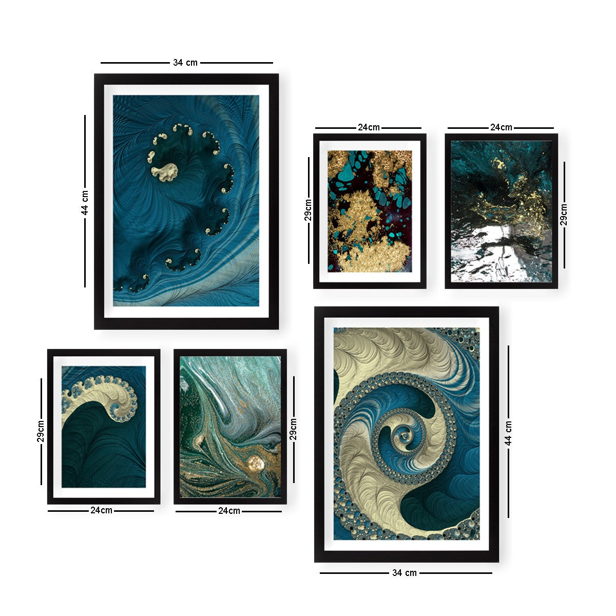 Pinturas Decorativas Elegantes em MDF (6 Peças), 100% MDF, 2 cm de Espessura | 24 x 29 cm (4) e 24 x 44 cm (2) | Perfeitas para Amantes de Decoração e Arte