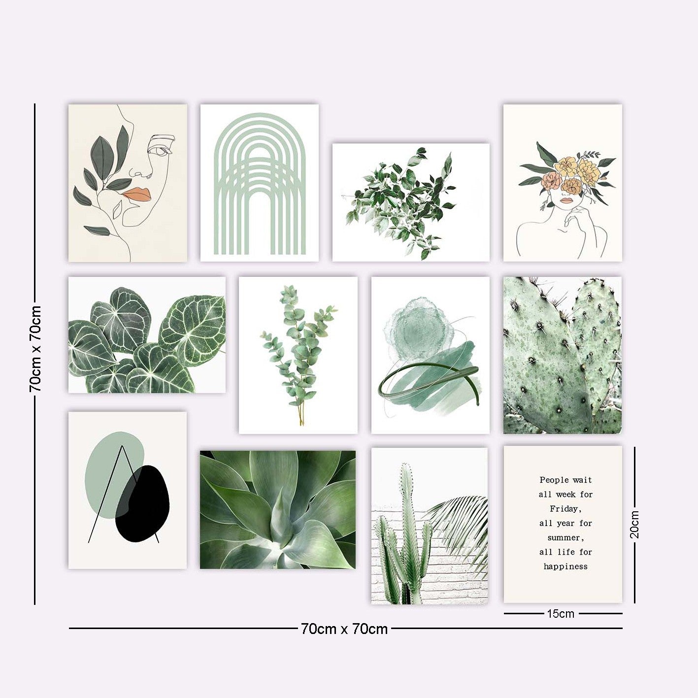 Conjunto de 12 pinturas decorativas em MDF, 20 x 15 cm | 100% MDF, 3 mm de espessura | Arte única para decoração de casa, toque de elegância para qualquer ambiente