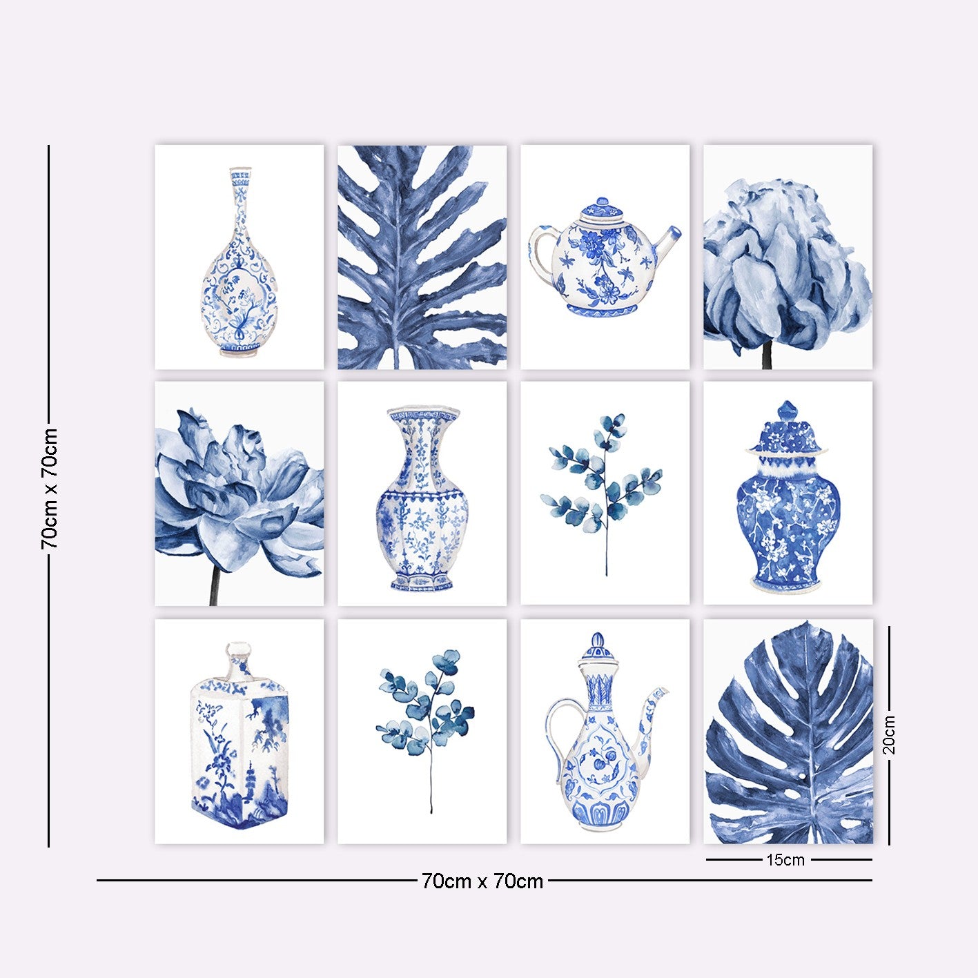 Conjunto 12 Quadros Decorativos MDF Multicolor 20x15cm Premium