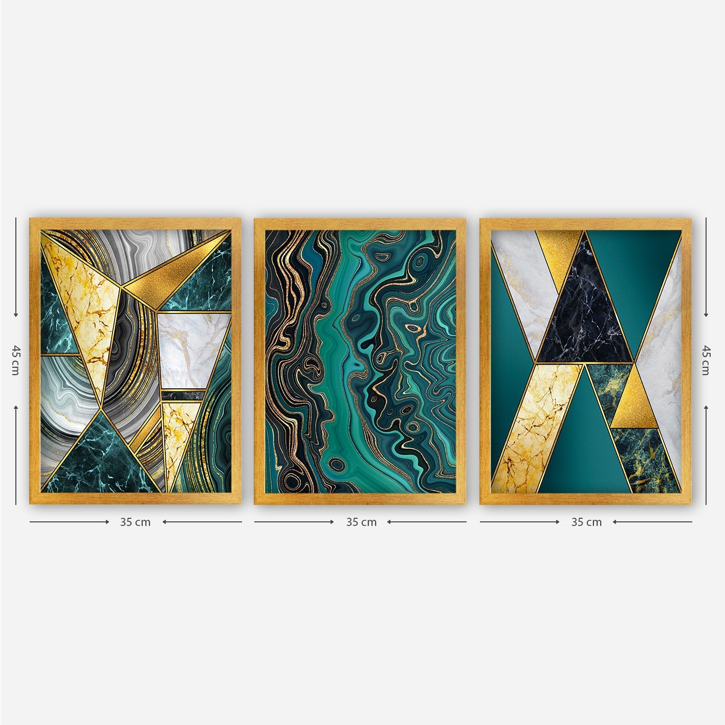 Conjunto elegante de pinturas decorativas emolduradas (3 peças), 35 x 45 cm | 100% MDF, 2 cm de espessura, moldura de plástico durável | Perfeito para decoração de casa e espaços modernos