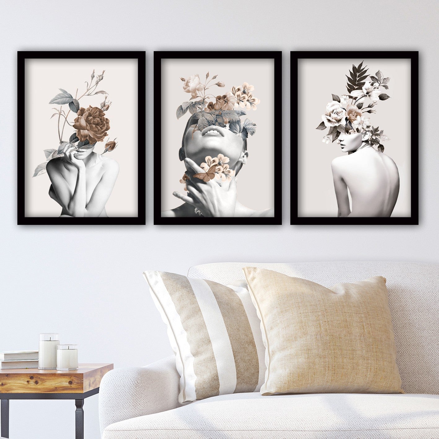 Pinturas Decorativas Elegantes em Moldura (3 Peças), 35 x 45 cm | 100% MDF, 2 cm de Espessura | Arte de Parede Elegante para Decoração de Casa e Escritório, Artista Anônimo