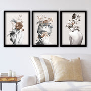 Pinturas Decorativas Elegantes em Moldura (3 Peças), 35 x 45 cm | 100% MDF, 2 cm de Espessura | Arte de Parede Elegante para Decoração de Casa e Escritório, Artista Anônimo