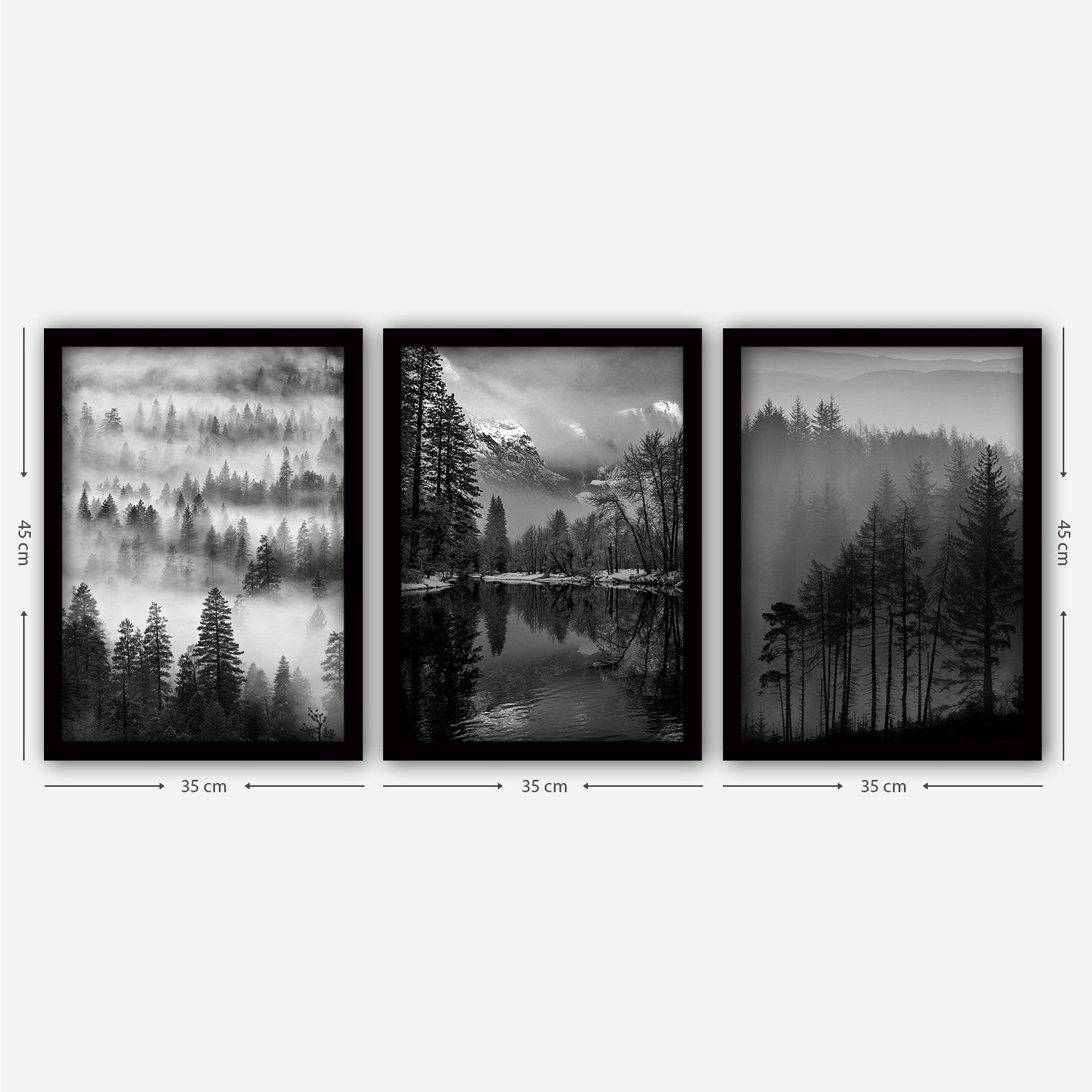 Conjunto elegante de pinturas decorativas emolduradas (3 peças), 35 x 45 cm | 100% MDF, 2 cm de espessura, moldura de plástico durável | Perfeito para decoração de casa e espaços modernos