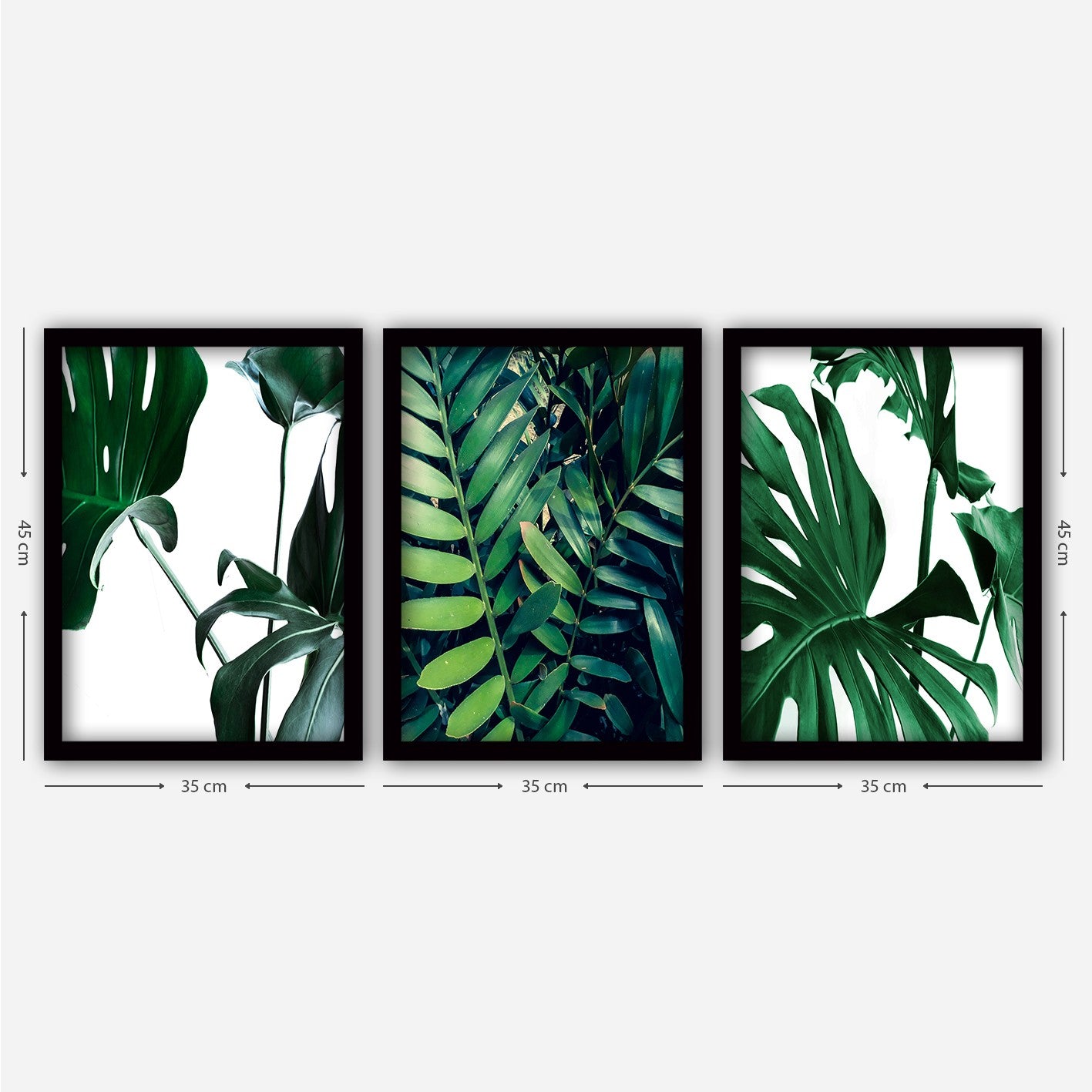 Conjunto elegante de pinturas decorativas emolduradas (3 peças), 35 x 45 cm | 100% MDF, 2 cm de espessura, moldura de plástico durável | Perfeito para decoração de casa e espaços modernos