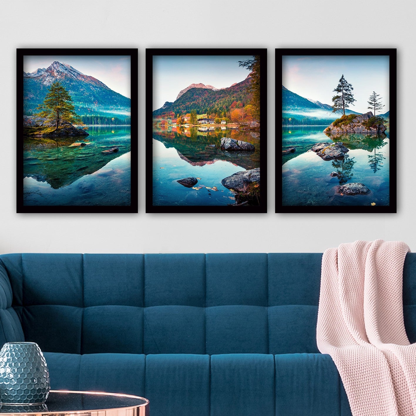 Conjunto elegante de pinturas decorativas emolduradas (3 peças), 35 x 45 cm | 100% MDF, 2 cm de espessura, moldura de plástico durável | Perfeito para decoração de casa e espaços modernos