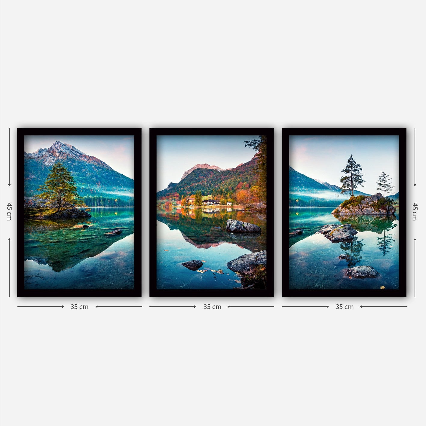 Conjunto elegante de pinturas decorativas emolduradas (3 peças), 35 x 45 cm | 100% MDF, 2 cm de espessura, moldura de plástico durável | Perfeito para decoração de casa e espaços modernos