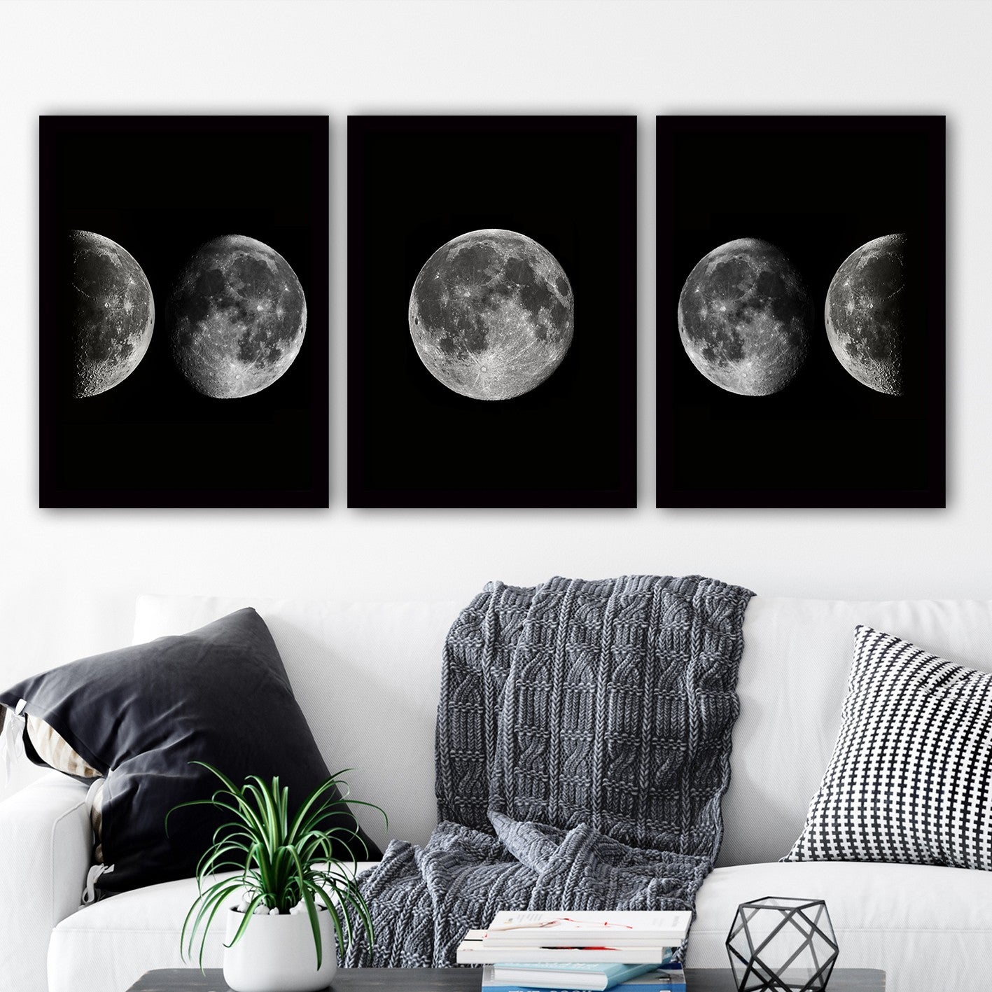 Conjunto elegante de pinturas decorativas emolduradas (3 peças), 35 x 45 cm | 100% MDF, 2 cm de espessura, moldura de plástico durável | Perfeito para decoração de casa e espaços modernos