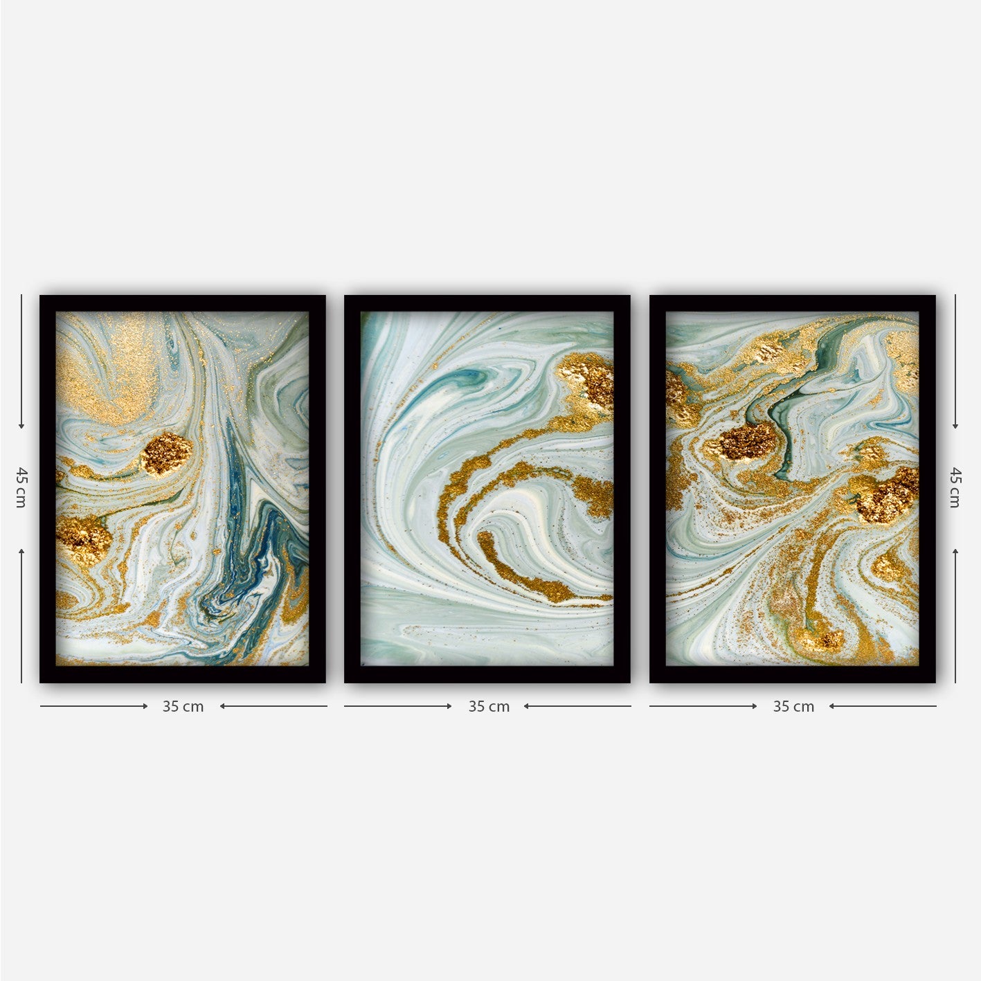 Pinturas Decorativas Elegantes em Moldura (3 Peças), 35 x 45 cm | 100% MDF, 2 cm de Espessura | Arte de Parede Elegante para Decoração de Casa e Escritório, Artista Anônimo