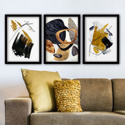 Pinturas Decorativas Elegantes em Moldura (3 Peças), 35 x 45 cm | 100% MDF, 2 cm de Espessura | Arte de Parede Elegante para Decoração de Casa e Escritório, Artista Anônimo