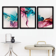 Pinturas Decorativas Elegantes em Moldura (3 Peças), 35 x 45 cm | 100% MDF, 2 cm de Espessura | Arte de Parede Elegante para Decoração de Casa e Escritório, Artista Anônimo