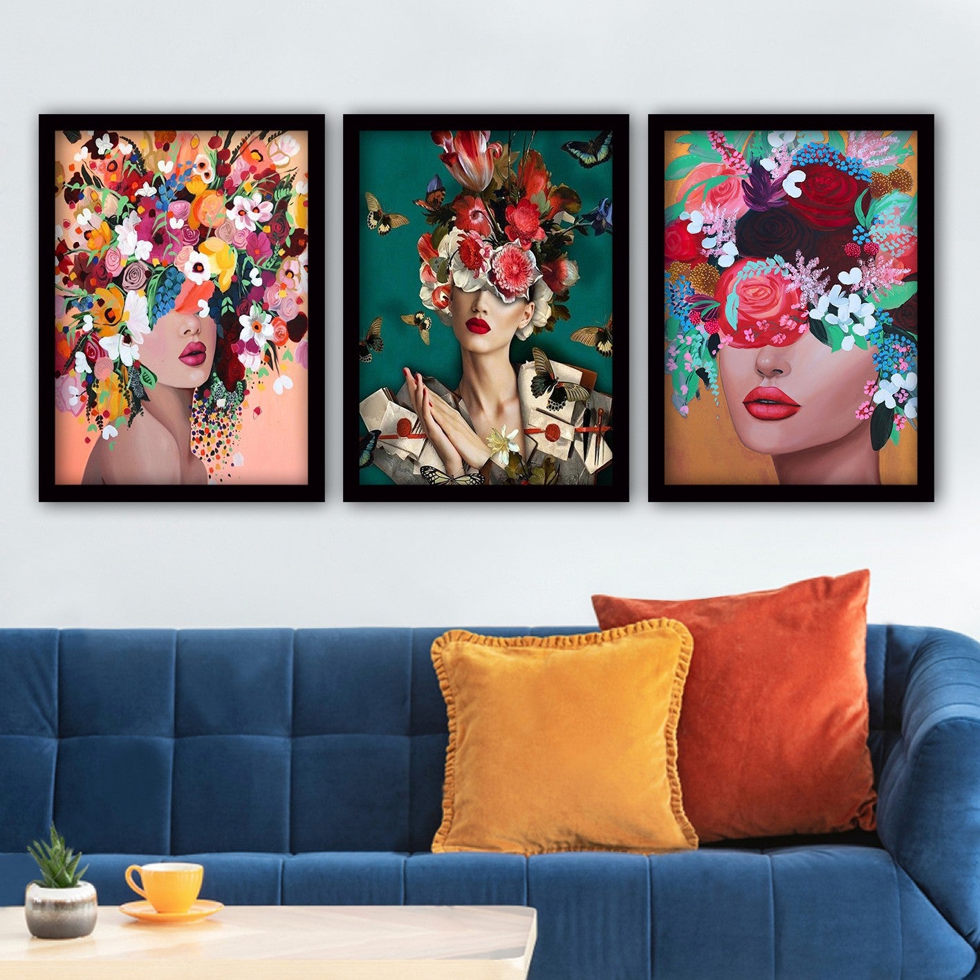 Pinturas Decorativas Elegantes em Moldura (3 Peças), 35 x 45 cm | 100% MDF, 2 cm de Espessura | Arte de Parede Elegante para Decoração de Casa e Escritório, Artista Anônimo